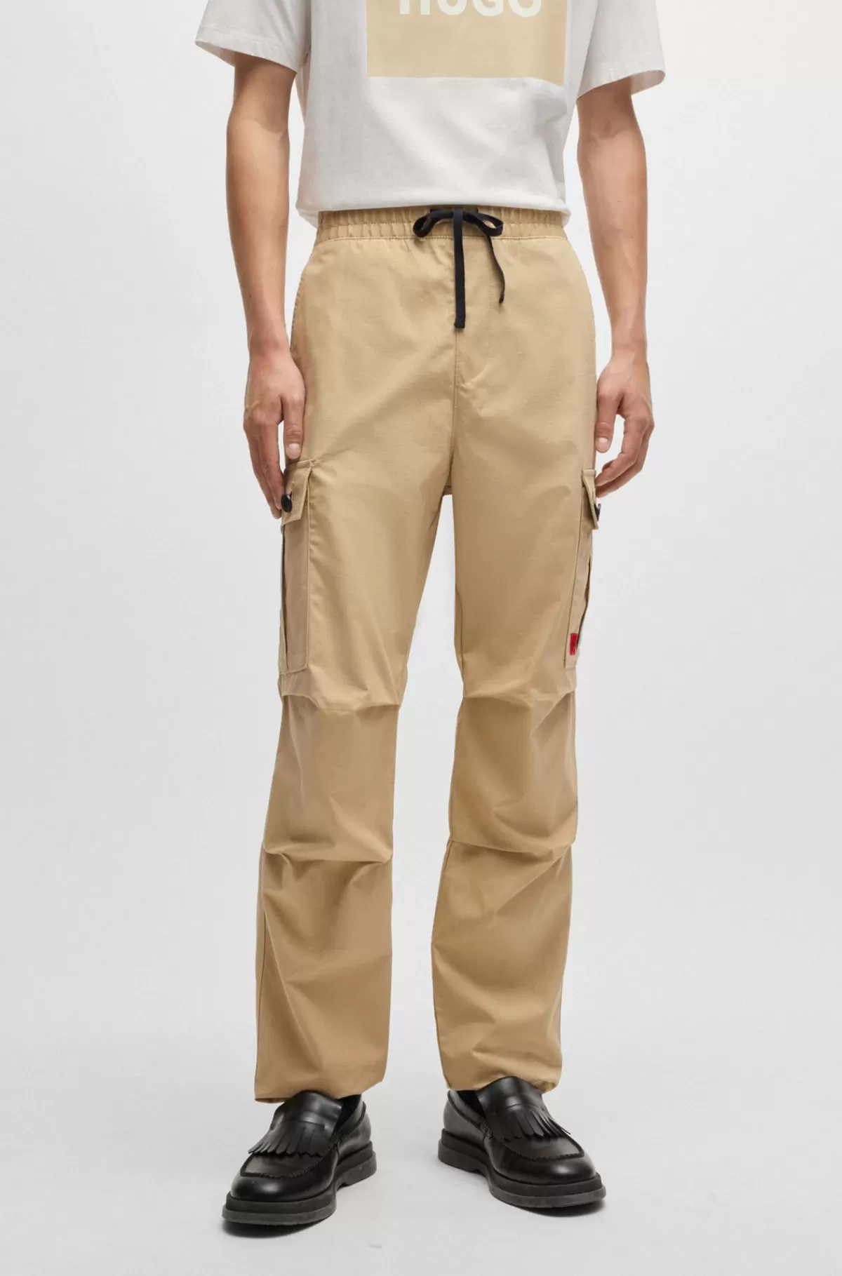 HUGO BOSS Cargobukser Med Regular Fit I Ripstop-bomuld Beige Online