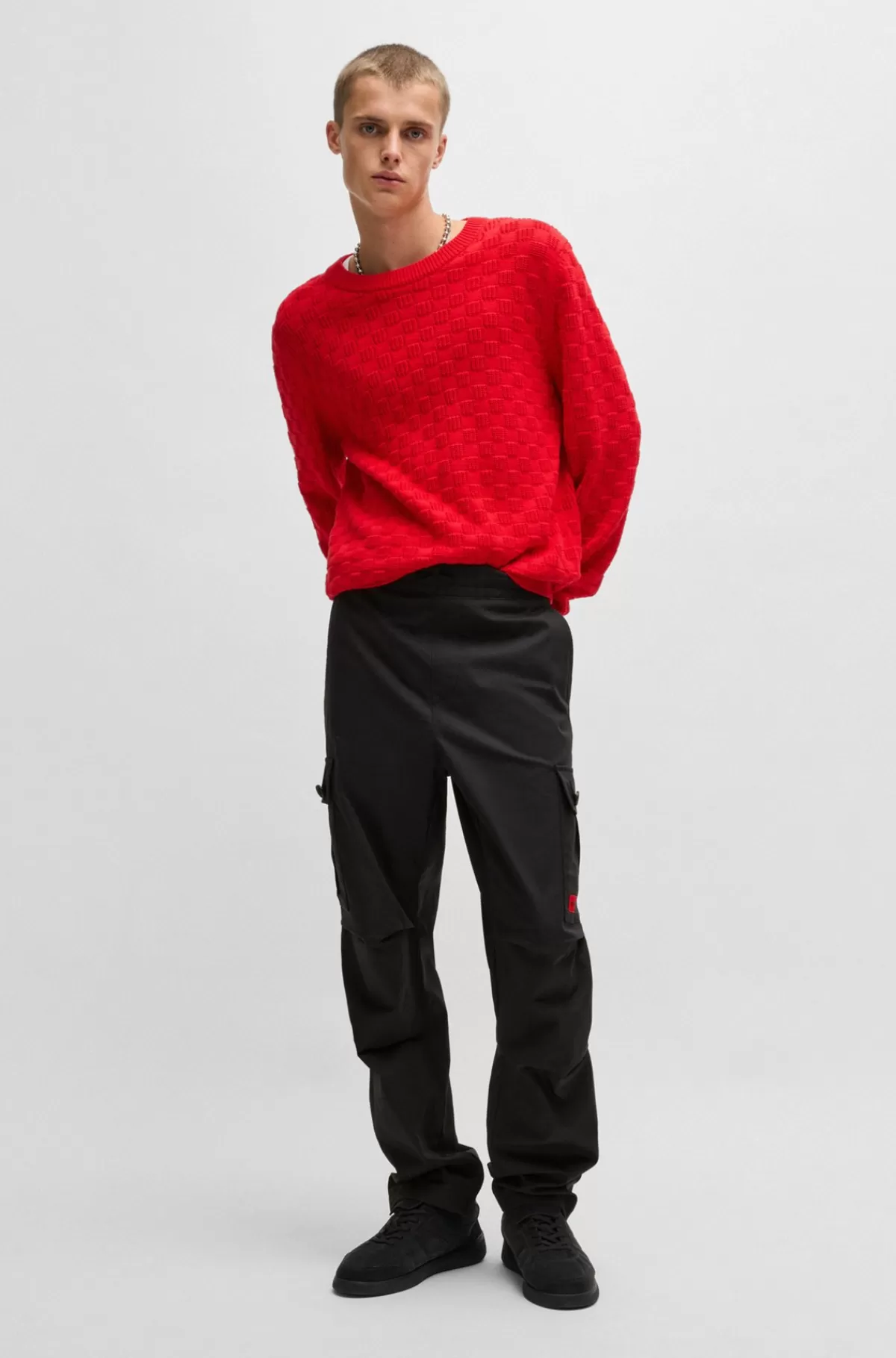 HUGO BOSS Cargobukser Med Regular Fit I Ripstop-bomuld Sort Cheap