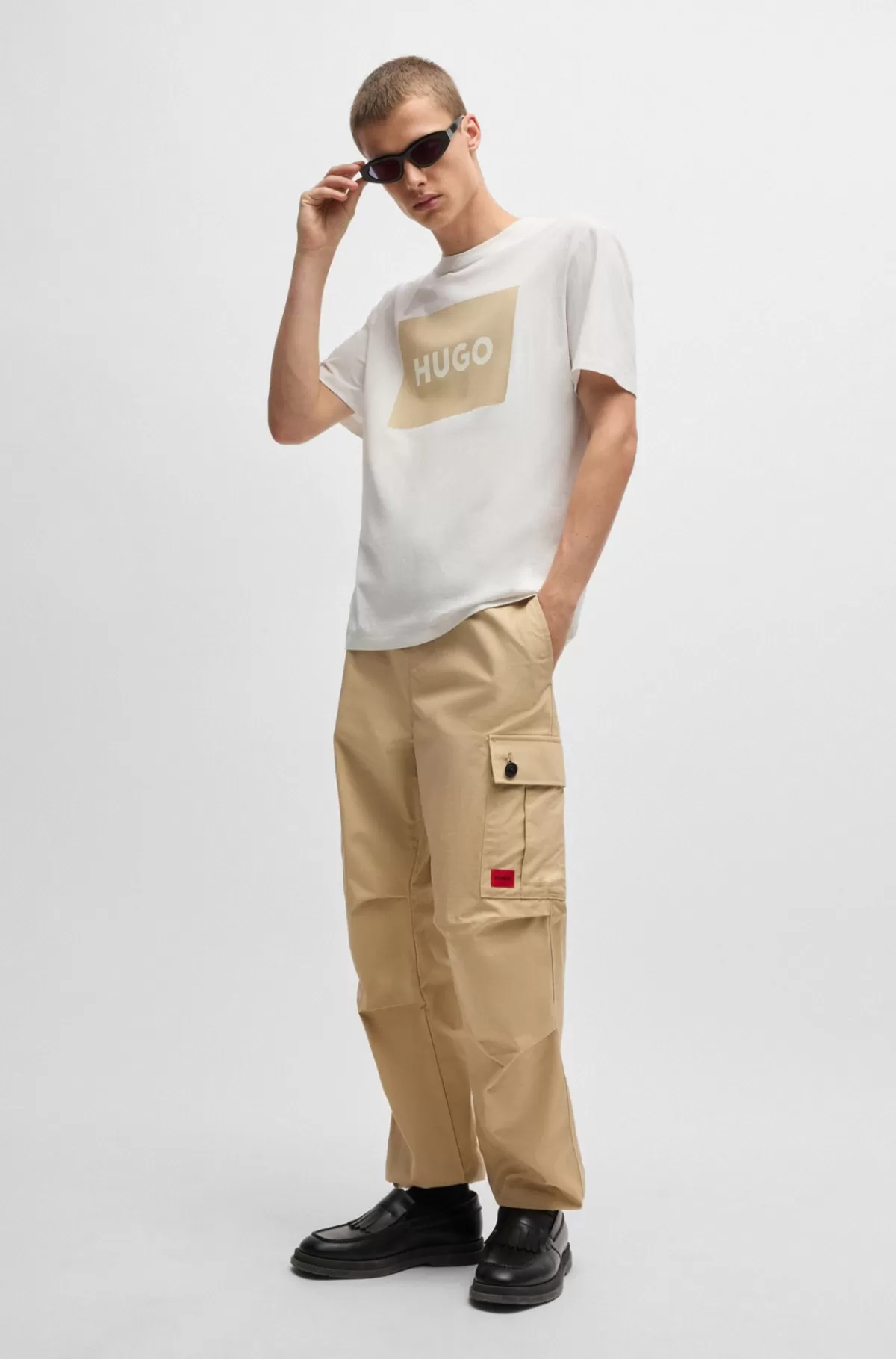 HUGO BOSS Cargobukser Med Regular Fit I Ripstop-bomuld Beige Online
