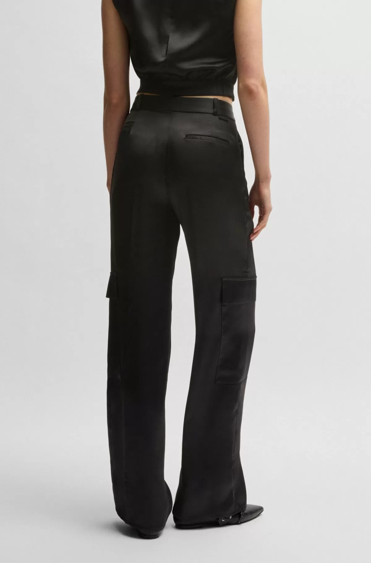 HUGO BOSS Cargobukser Med Relaxed Fit I Satin Sort Fashion