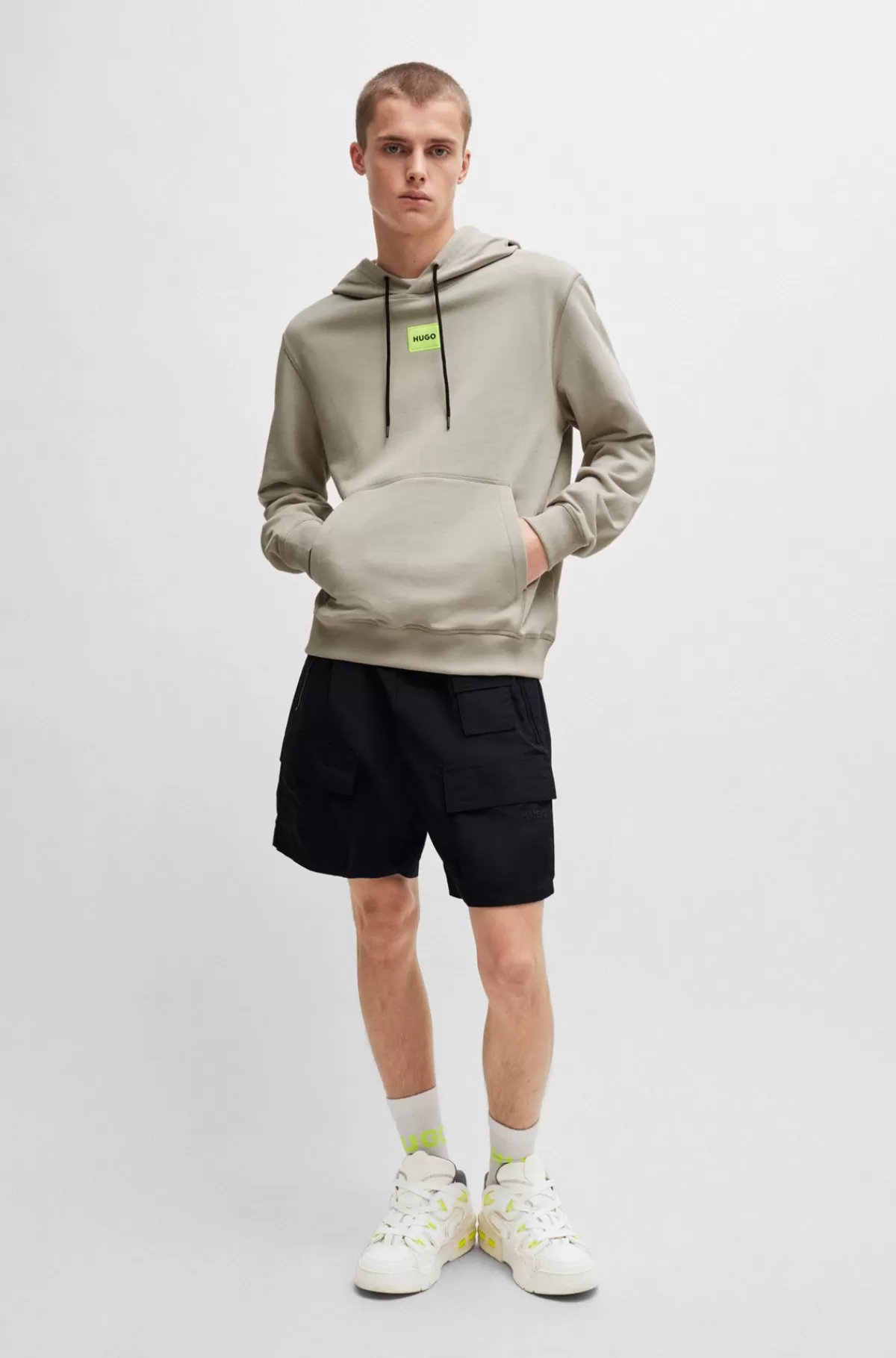 HUGO BOSS Cargoshorts I Vandskyende Kanvas Med Telefonlomme Sort Best Sale