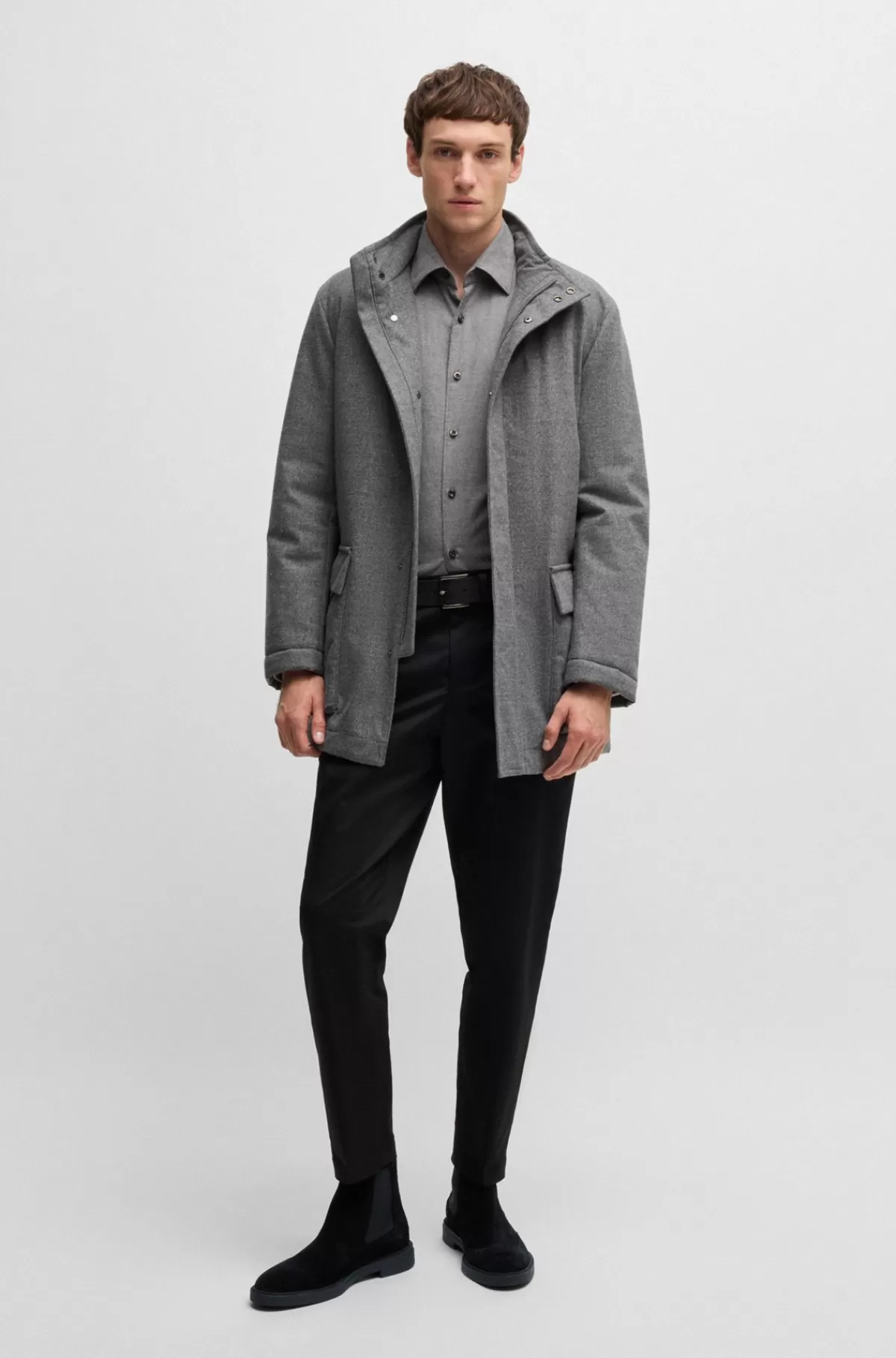 HUGO BOSS Chelseastøvler I Ruskind Med Broguedetaljer Sort Discount