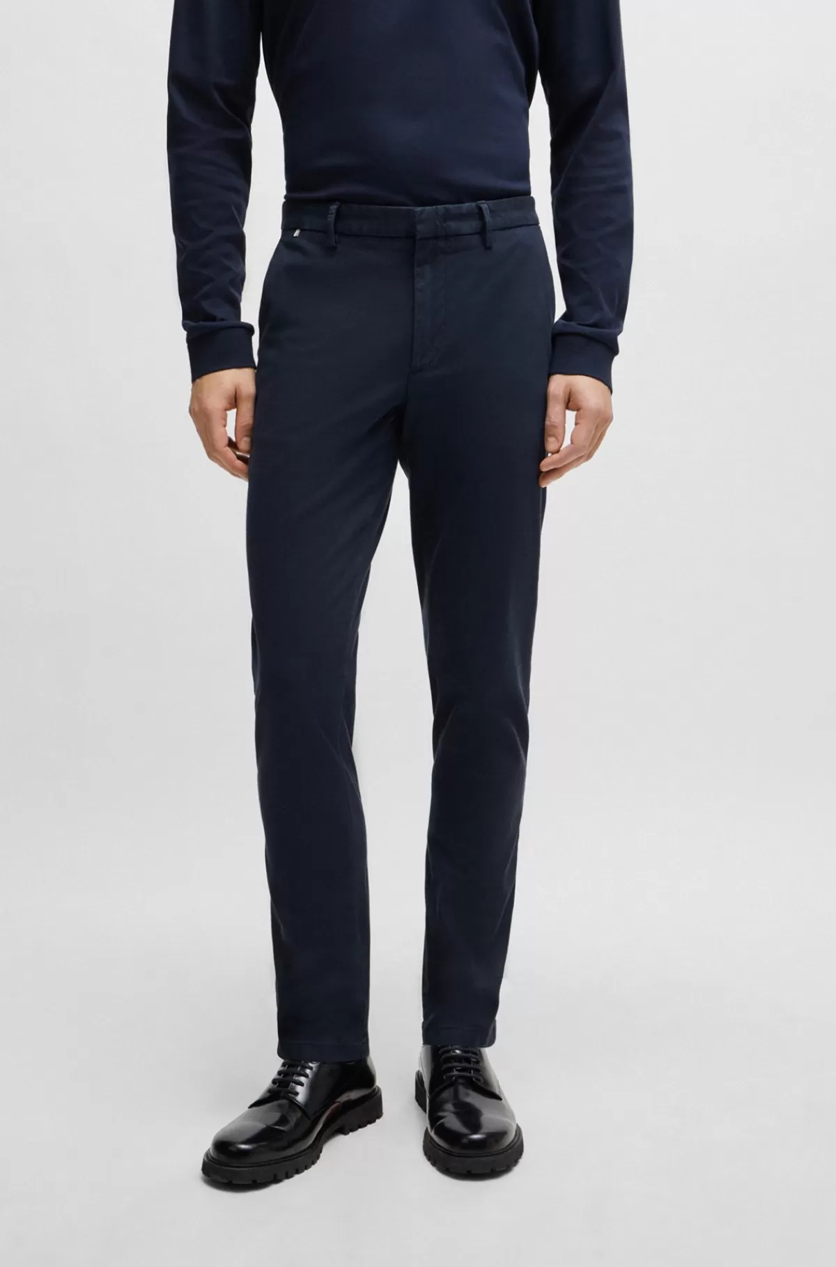 HUGO BOSS Chinos I Slank Pasform I Bomuldsblanding Med Stræk Mørkeblå Shop