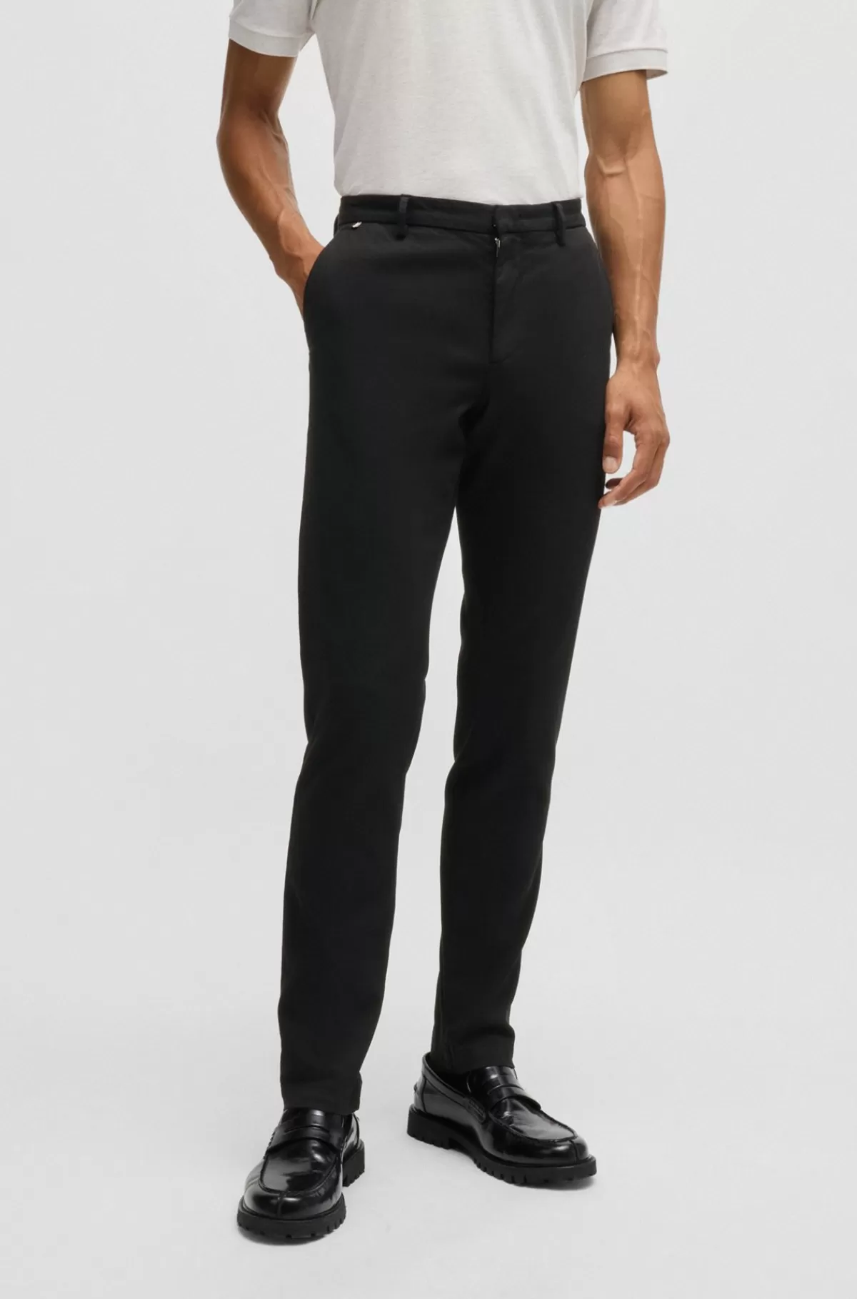 HUGO BOSS Chinos I Slank Pasform I Bomuldsblanding Med Stræk Sort Shop