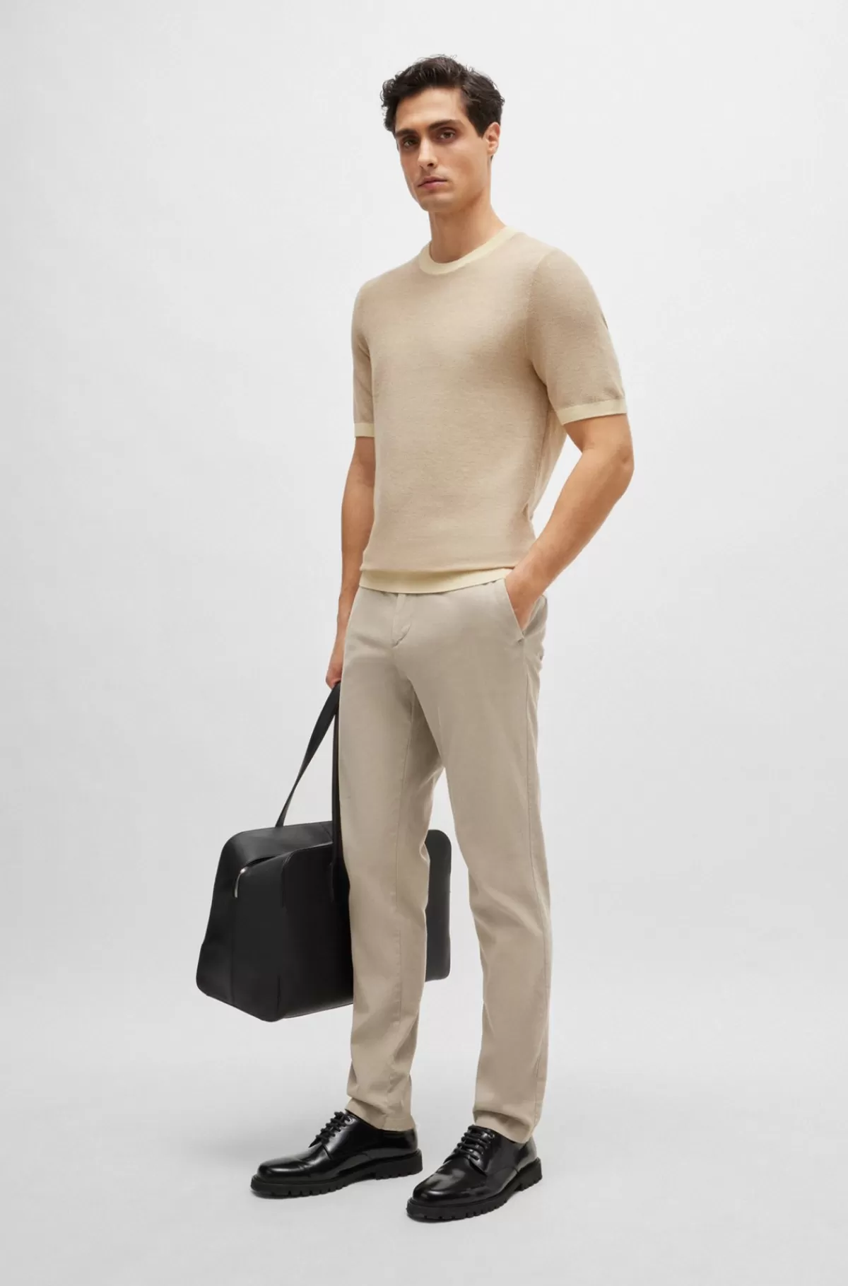 HUGO BOSS Chinos I Slank Pasform I Bomuldsblanding Med Stræk Lys beige Sale