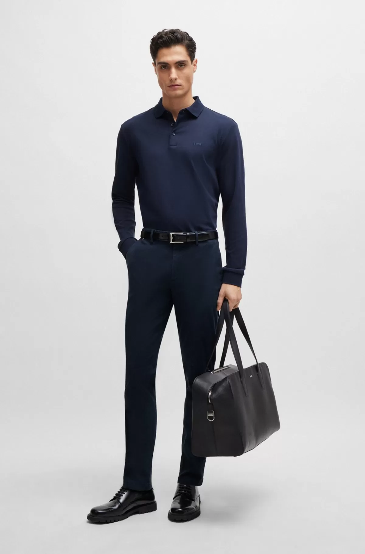 HUGO BOSS Chinos I Slank Pasform I Bomuldsblanding Med Stræk Mørkeblå Shop