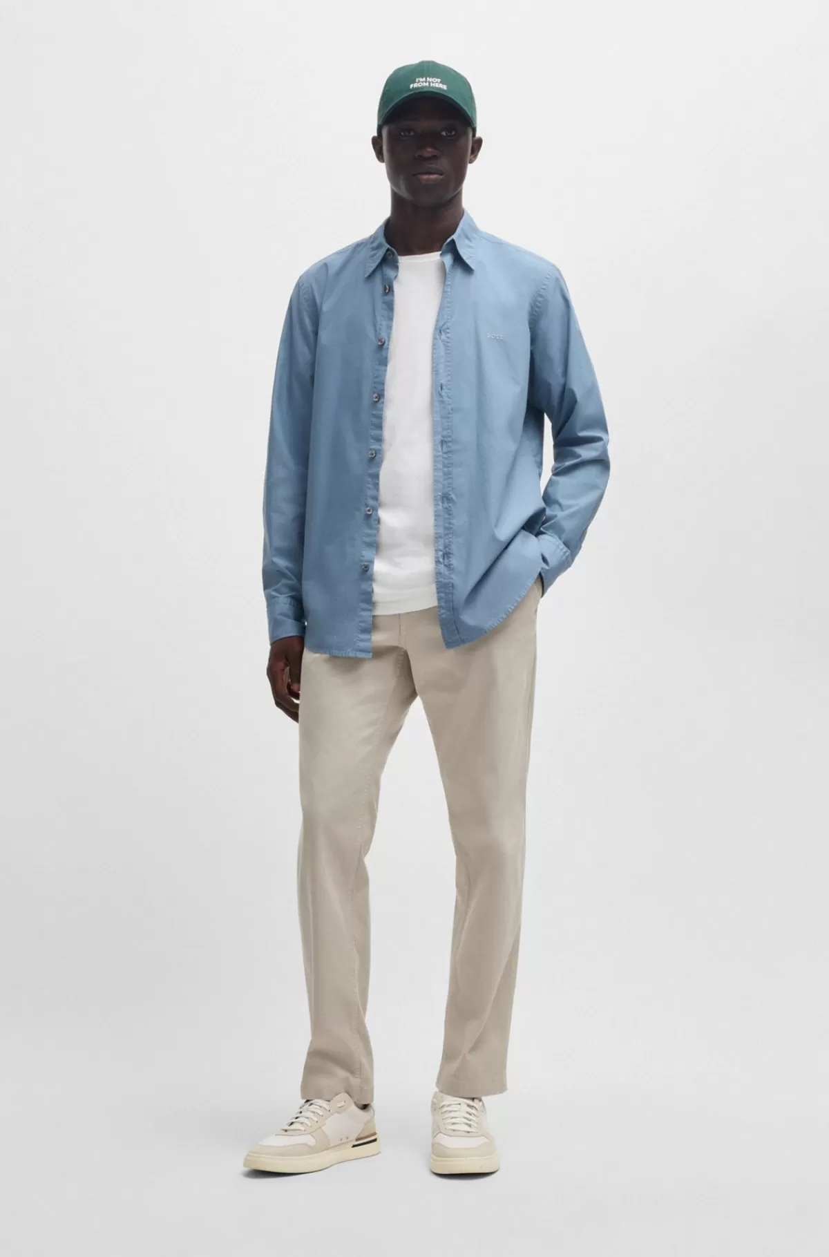 HUGO BOSS Chinos Med Læg Foran I Dobbybomuld Med Stræk Lys beige Online