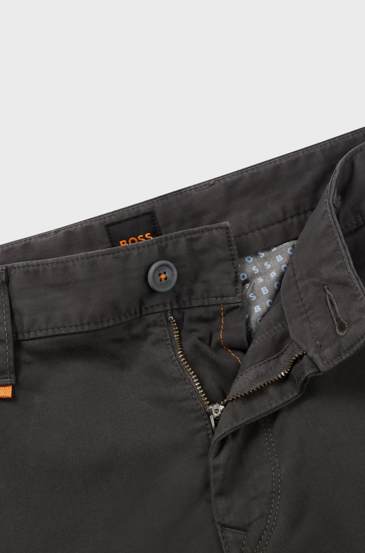 HUGO BOSS Chinos Med Pasform Med Slank Ankel I Overfarvet, Strækbar Bomuldssatin Mørkegrå Sale