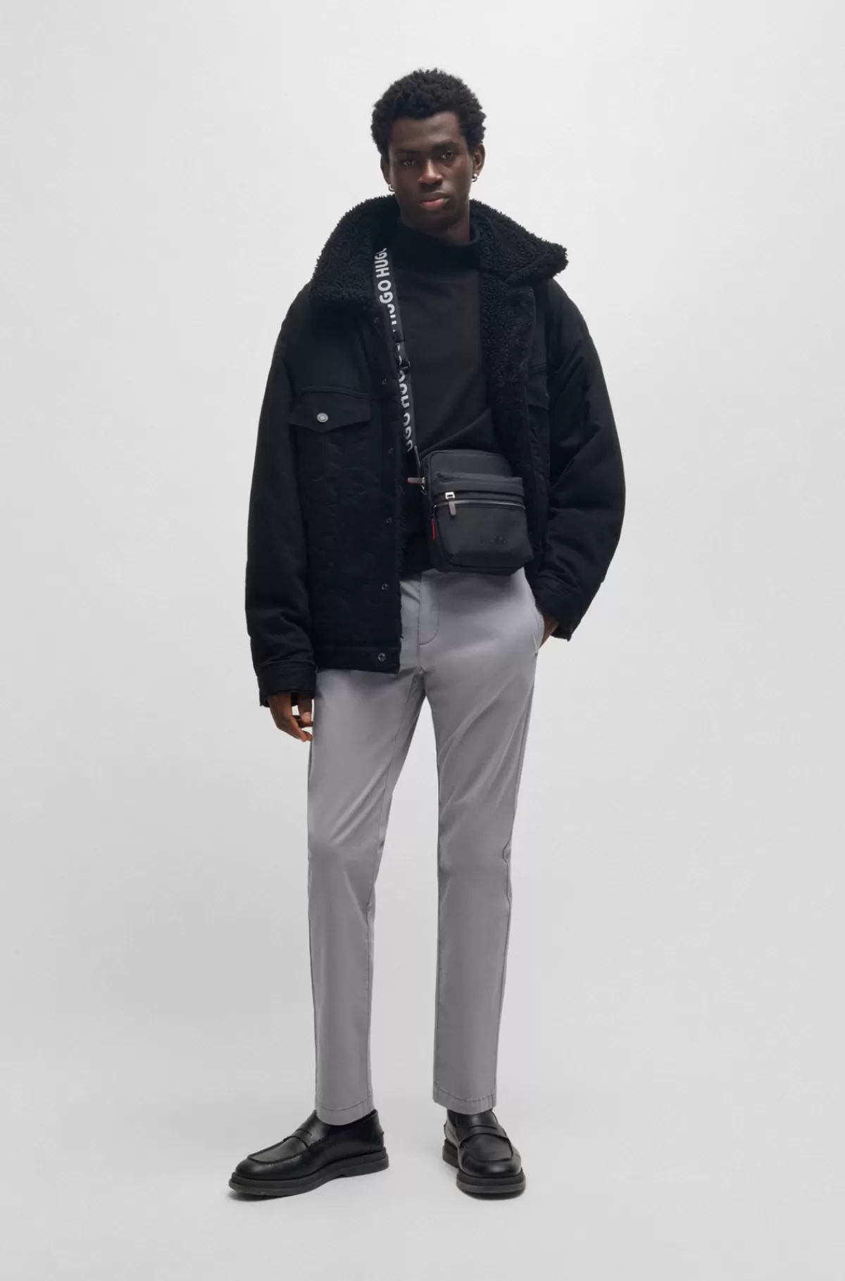 HUGO BOSS Chinos Med Slim Fit I Bomuldsgabardine Med Stræk Grå Shop