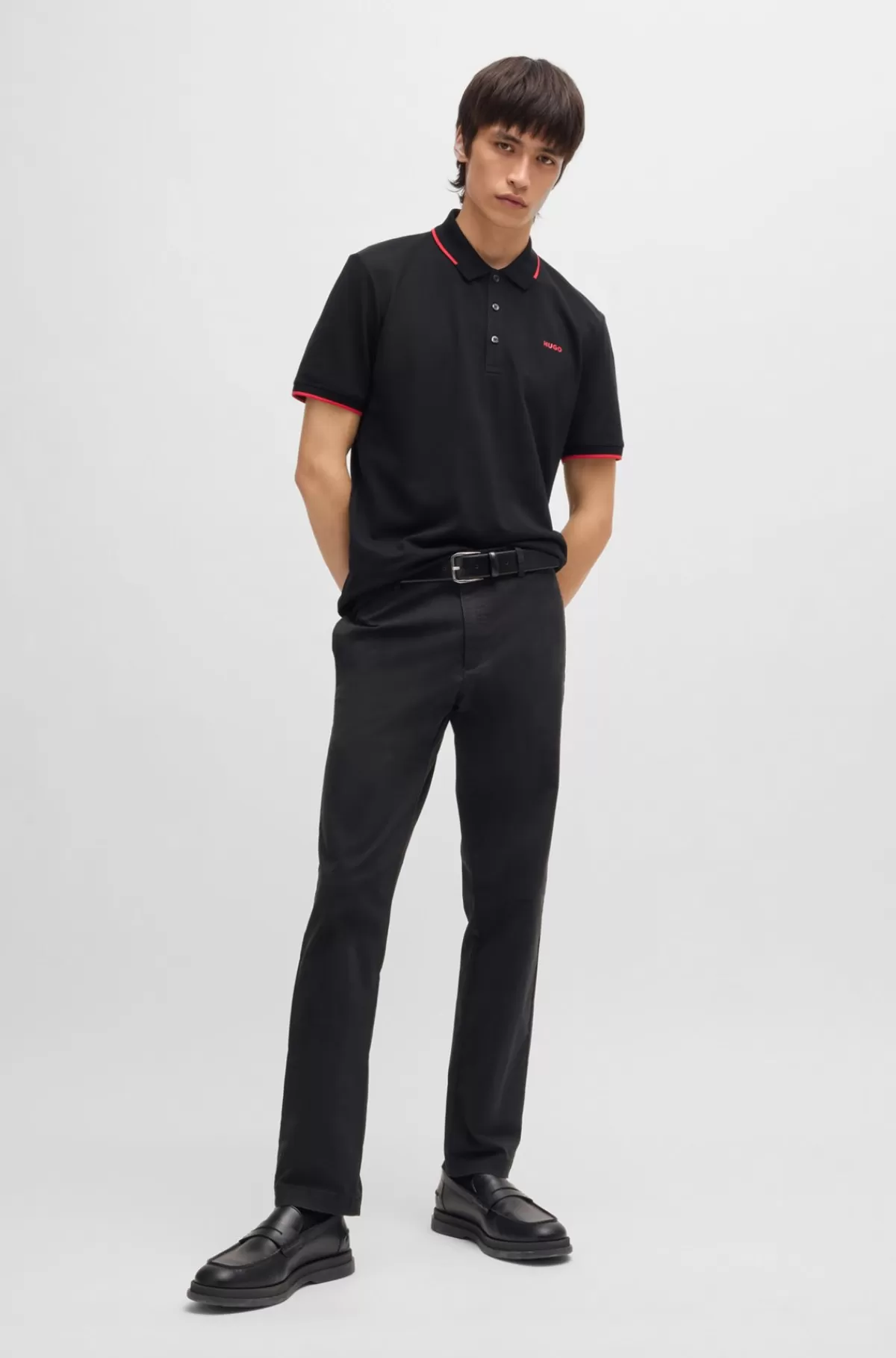 HUGO BOSS Chinos Med Slim Fit I Bomuldsgabardine Med Stræk Sort Store