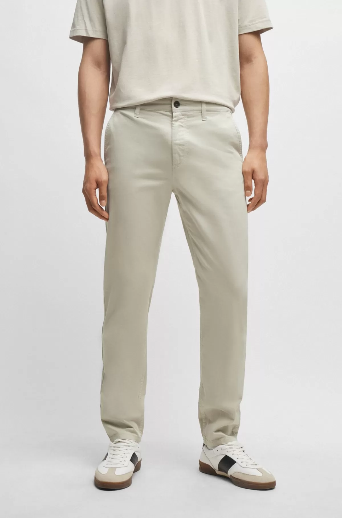 HUGO BOSS Chinos Med Tapered Fit I Bomuldssatin Med Stræk Lys beige Best
