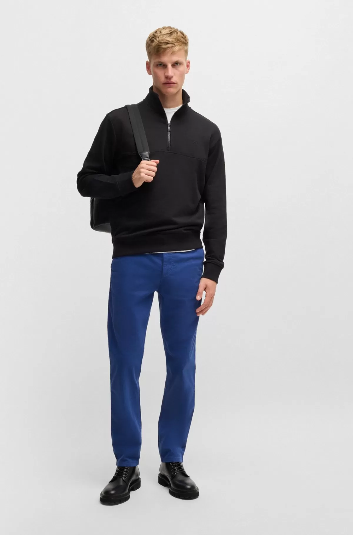 HUGO BOSS Chinos Med Tapered Fit I Bomuldssatin Med Stræk Blå Store