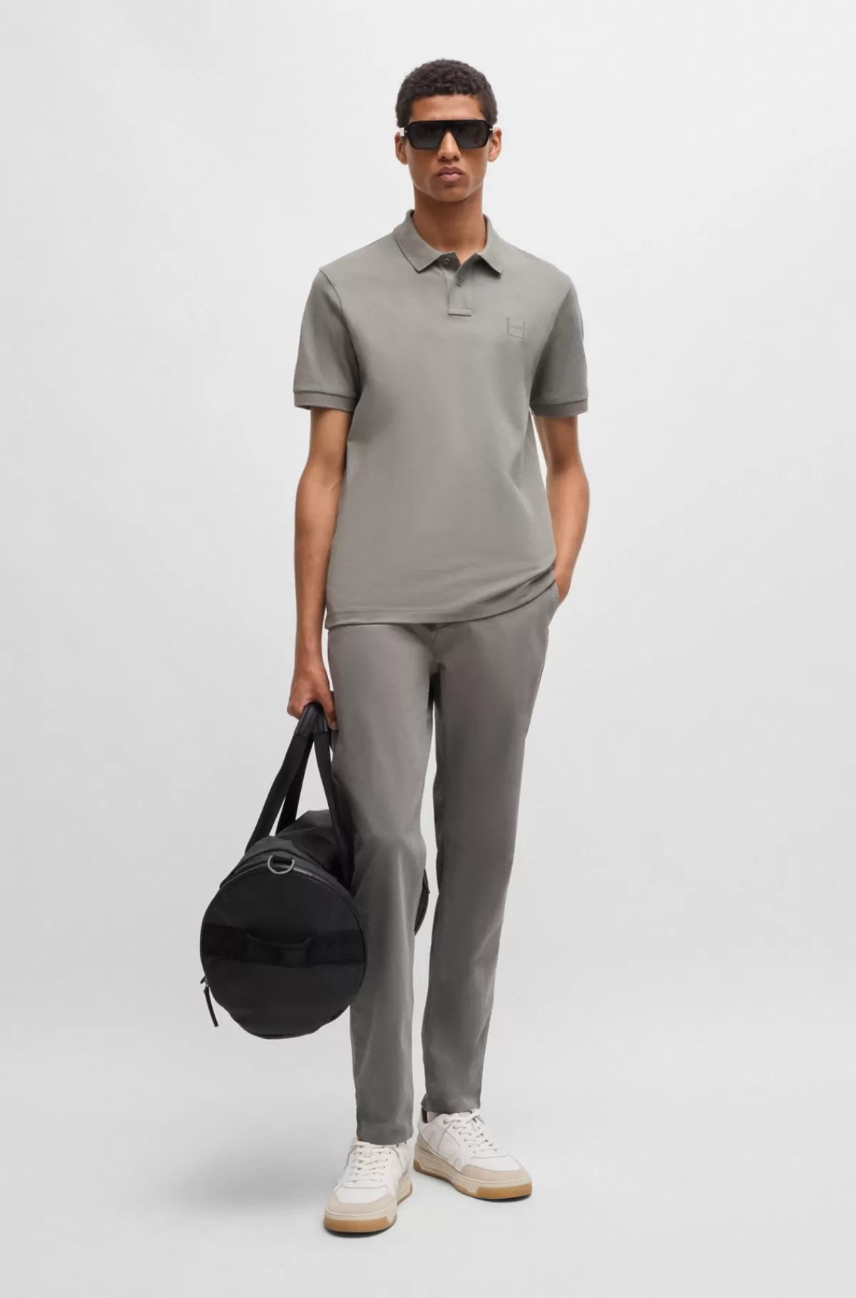 HUGO BOSS Chinos Med Tapered Fit I Bomuldssatin Med Stræk Lysegrå Sale