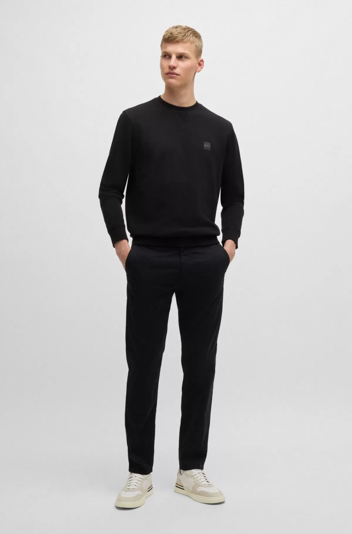 HUGO BOSS Chinos Med Tapered Fit I Bomuldssatin Med Stræk Sort Fashion