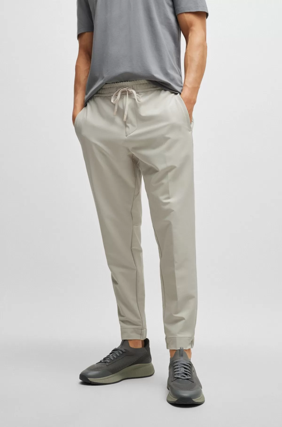 HUGO BOSS Chinos Med Tapered Fit I Strygelet Stof Med Stræk I Fire Retninger Lys beige Flash Sale