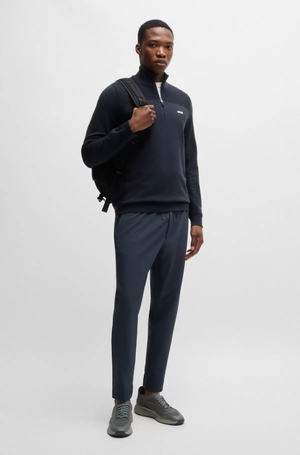 HUGO BOSS Chinos Med Tapered Fit I Strygelet Stof Med Stræk I Fire Retninger Mørkeblå Store