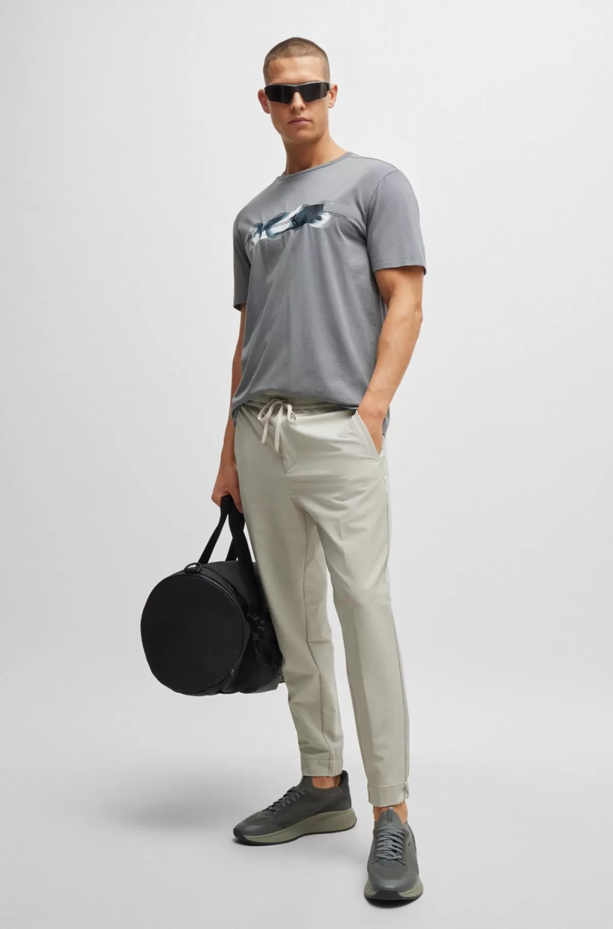 HUGO BOSS Chinos Med Tapered Fit I Strygelet Stof Med Stræk I Fire Retninger Lys beige Flash Sale