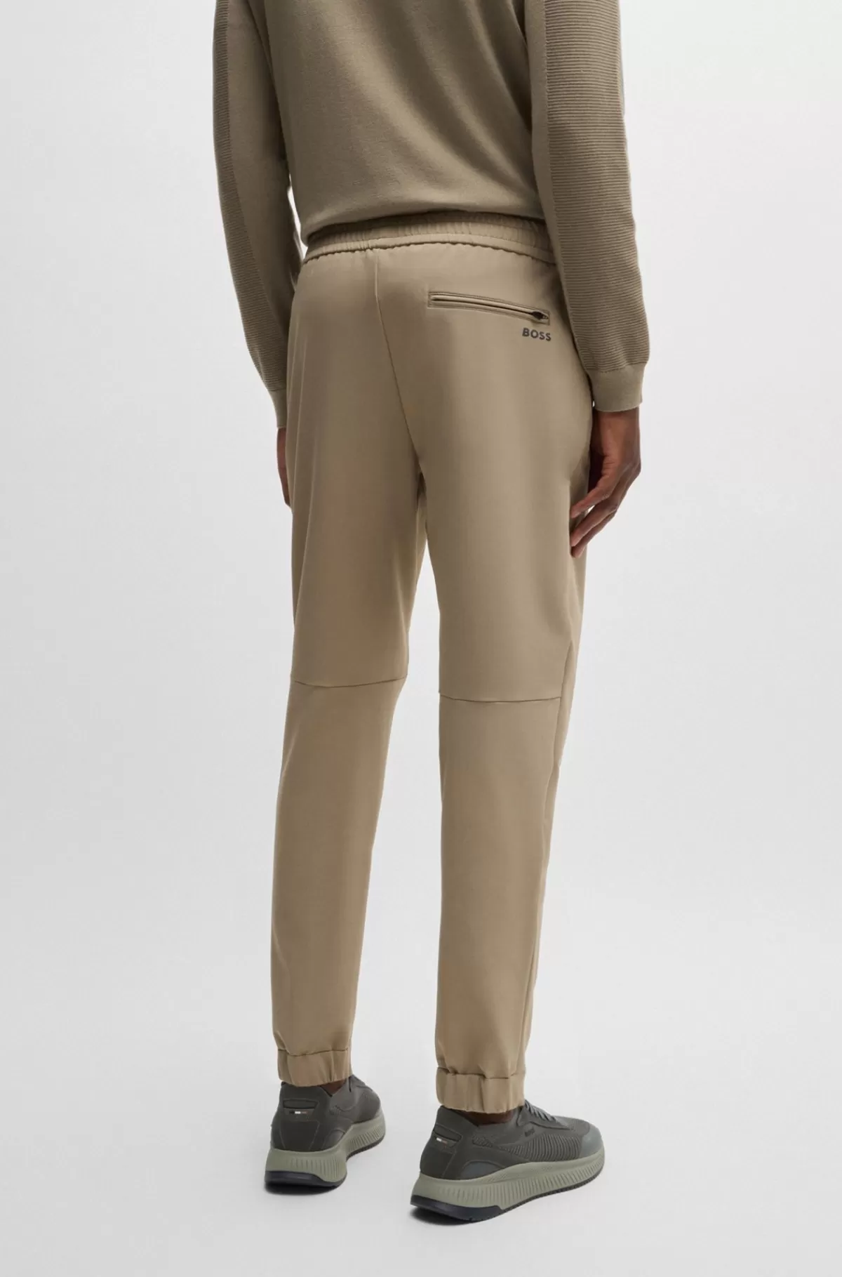 HUGO BOSS Chinos Med Tapered Fit I Strygelet Stof Med Stræk I Fire Retninger Brun New