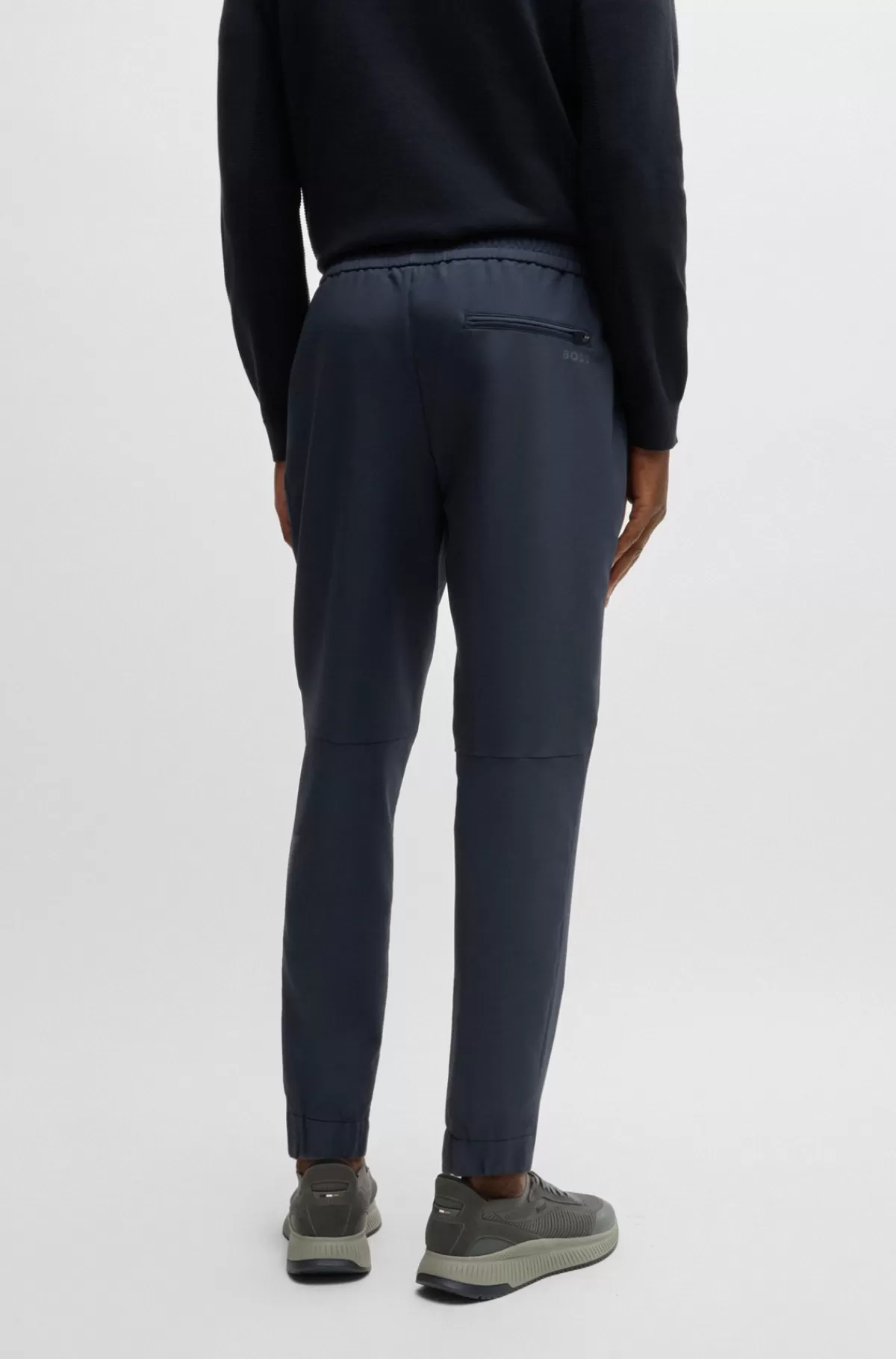 HUGO BOSS Chinos Med Tapered Fit I Strygelet Stof Med Stræk I Fire Retninger Mørkeblå Store
