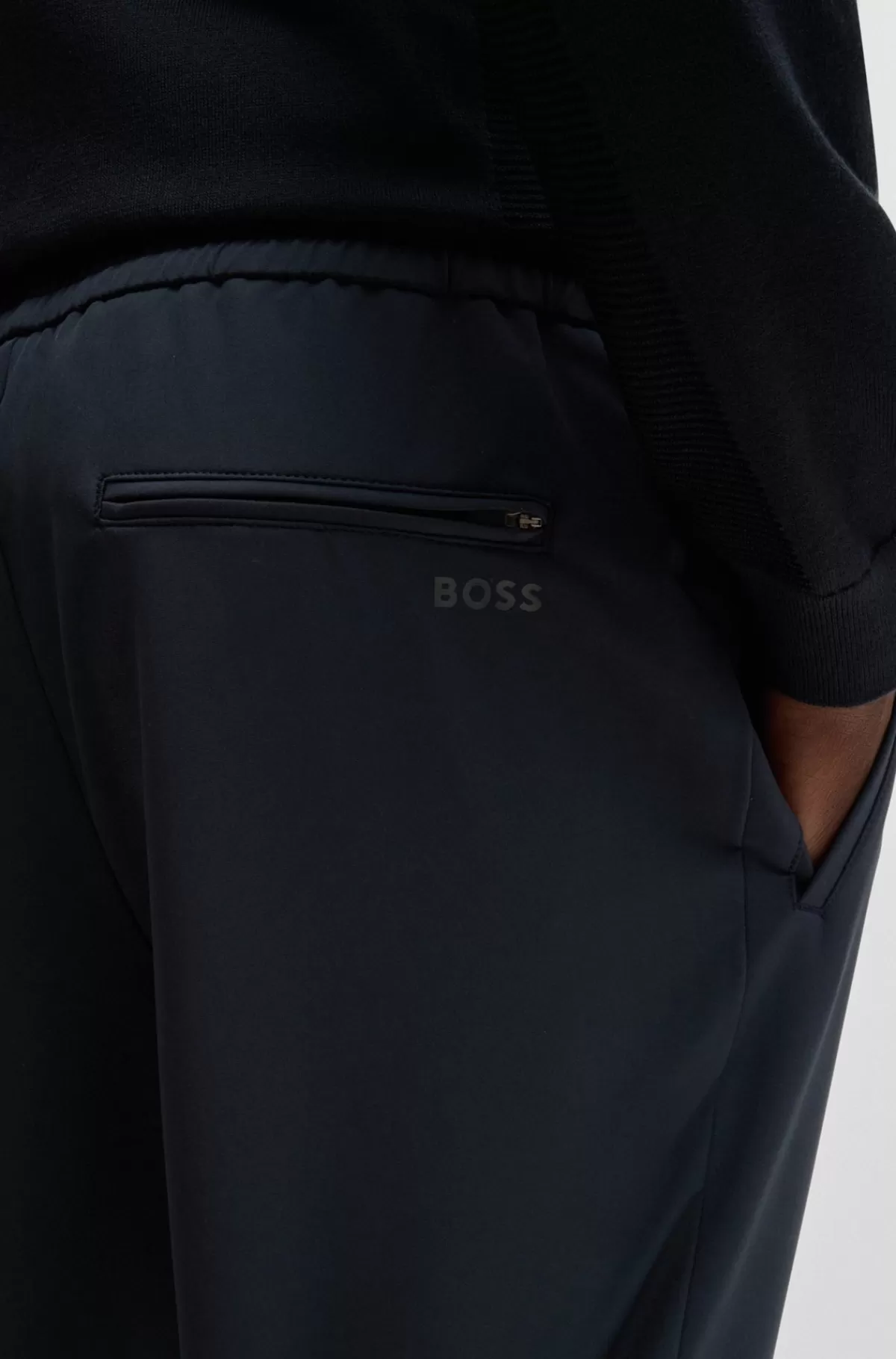 HUGO BOSS Chinos Med Tapered Fit I Strygelet Stof Med Stræk I Fire Retninger Mørkeblå Store