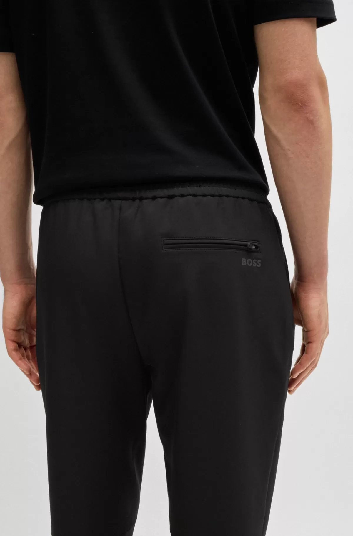 HUGO BOSS Chinos Med Tapered Fit I Strygelet Stof Med Stræk I Fire Retninger Sort Cheap