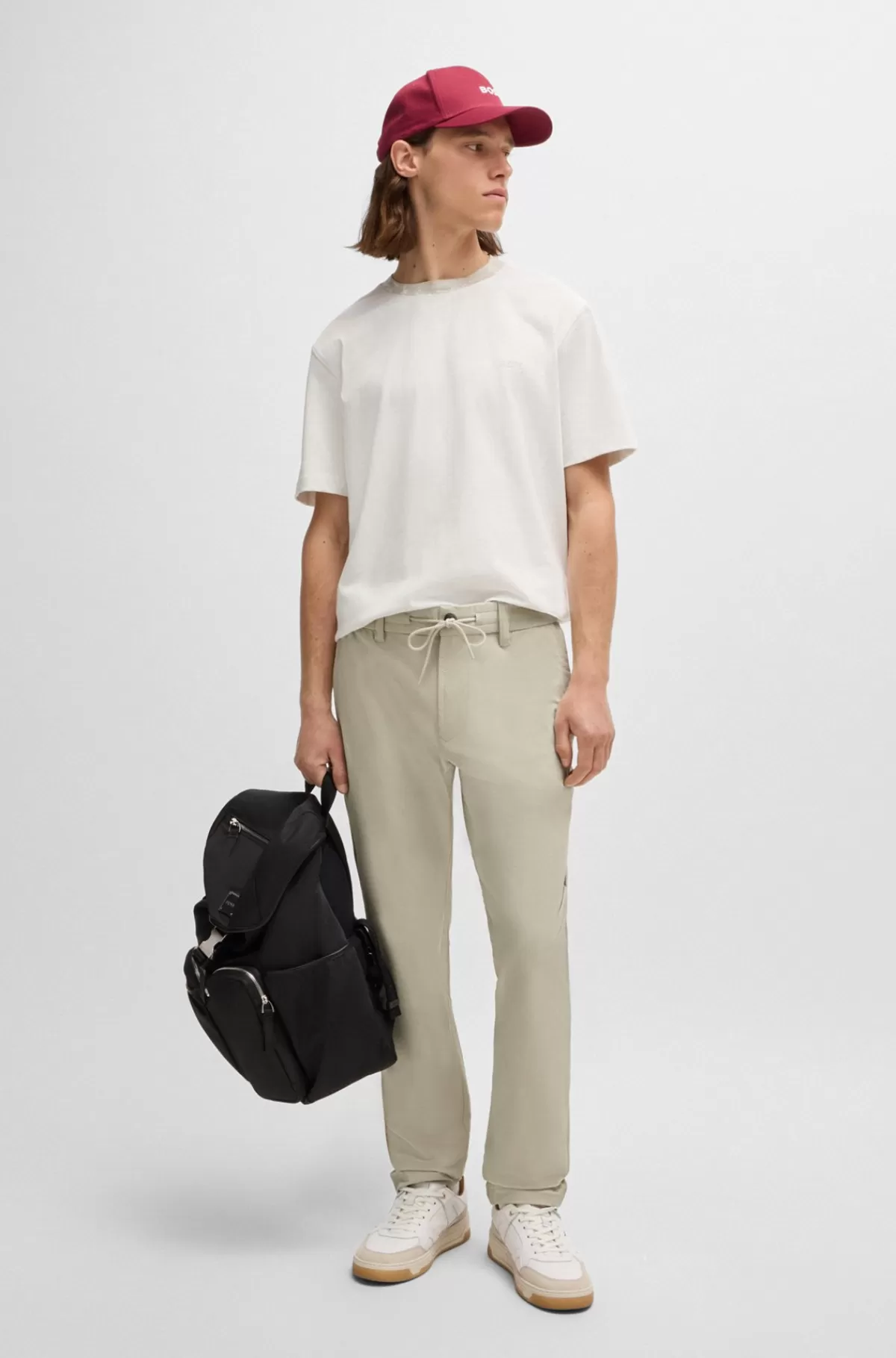 HUGO BOSS Chinos Med Tapered Fit I Teknisk Materiale Med Stræk Lys beige Hot