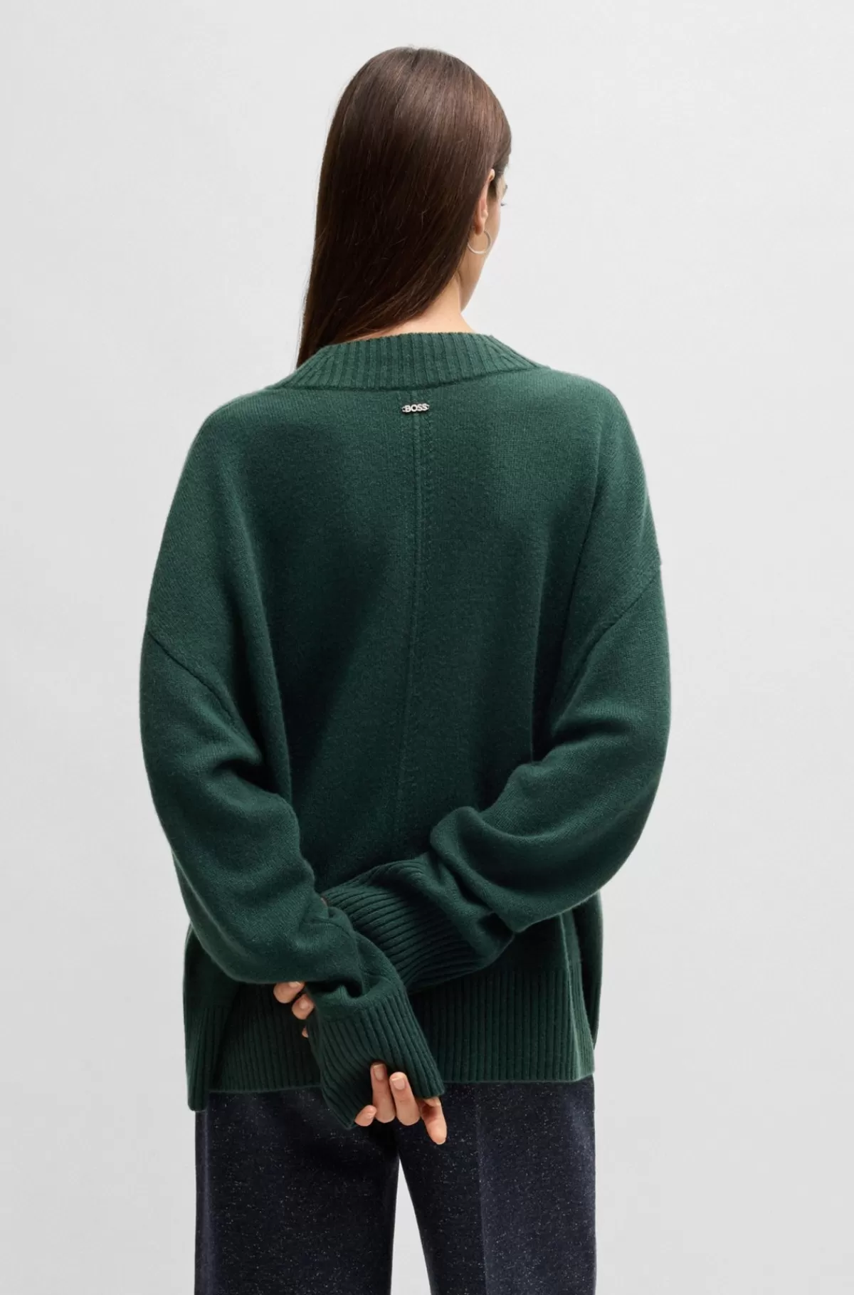 HUGO BOSS Crew Neck Sweater I Kashmir Mørkegrøn Outlet