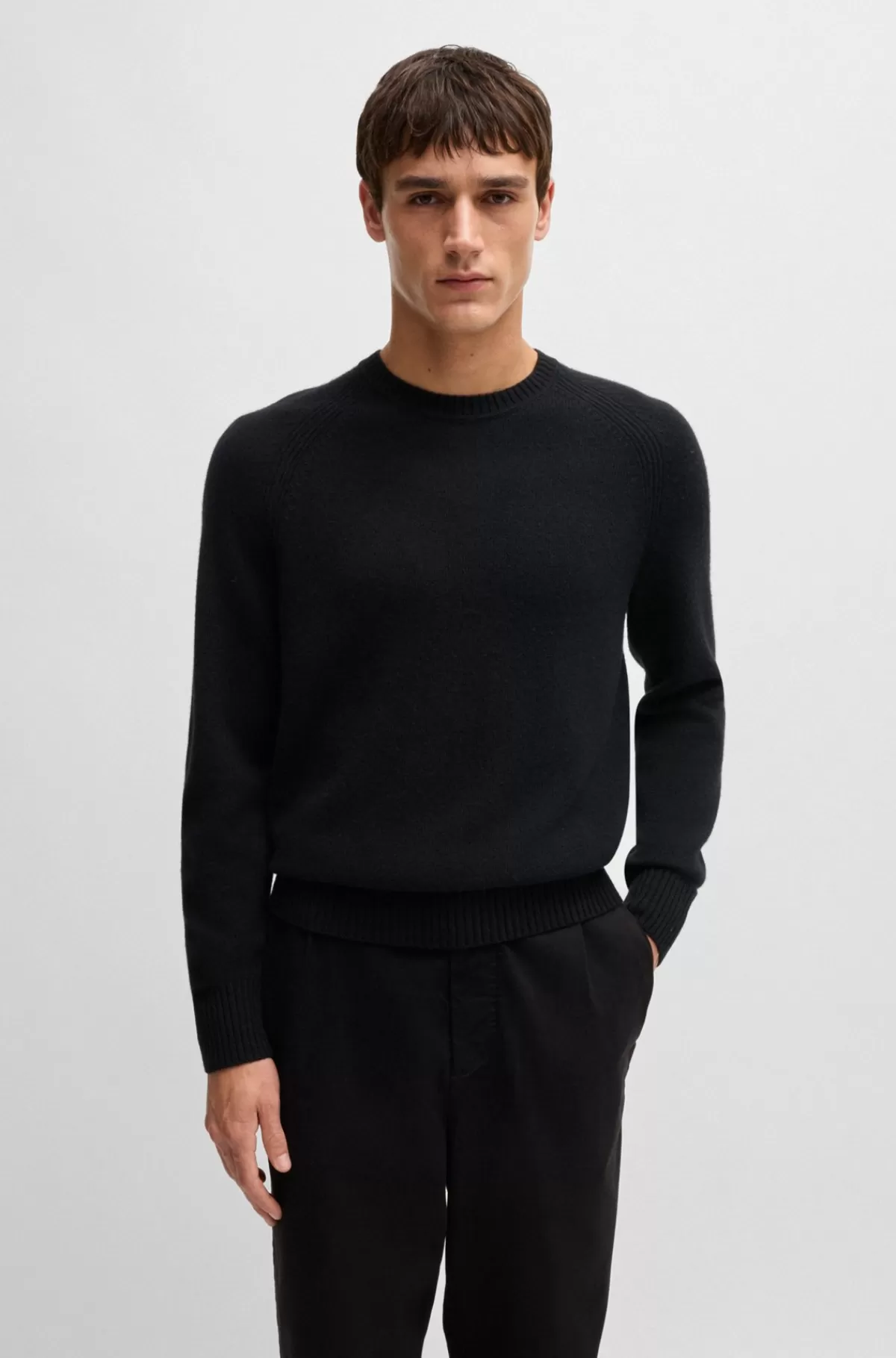 HUGO BOSS Crew Neck Sweater I Ren Kashmir Sort Sale