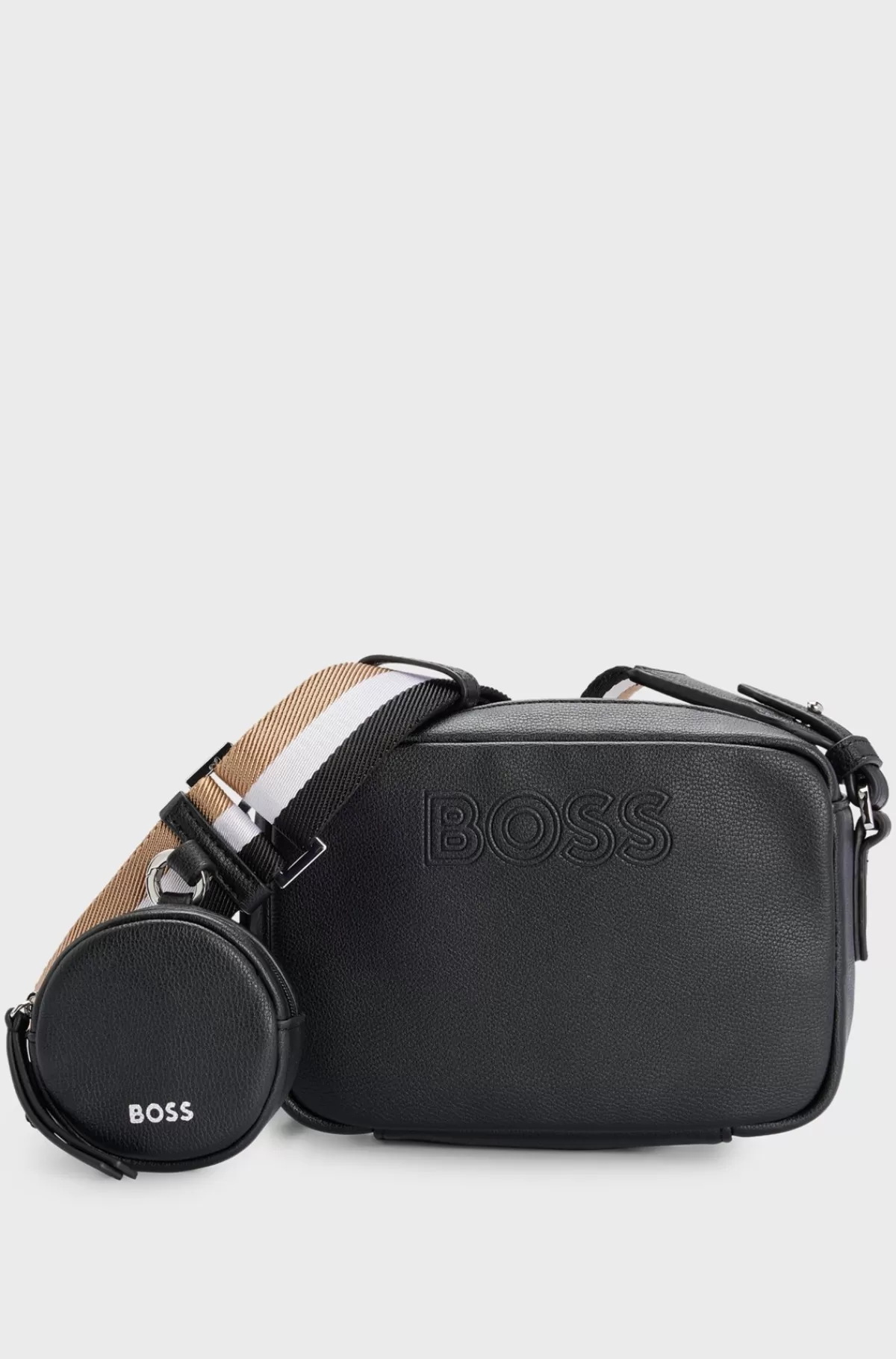 HUGO BOSS Crossbody-taske I Imiteret Læder Med Aftagelig Møntlomme Sort Clearance