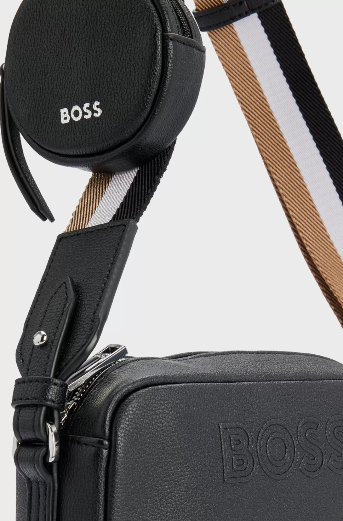 HUGO BOSS Crossbody-taske I Imiteret Læder Med Aftagelig Møntlomme Sort Clearance