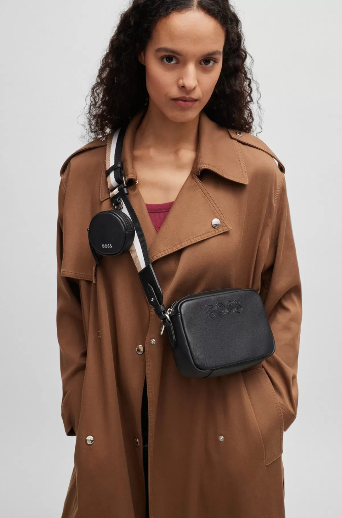 HUGO BOSS Crossbody-taske I Imiteret Læder Med Aftagelig Møntlomme Sort Clearance