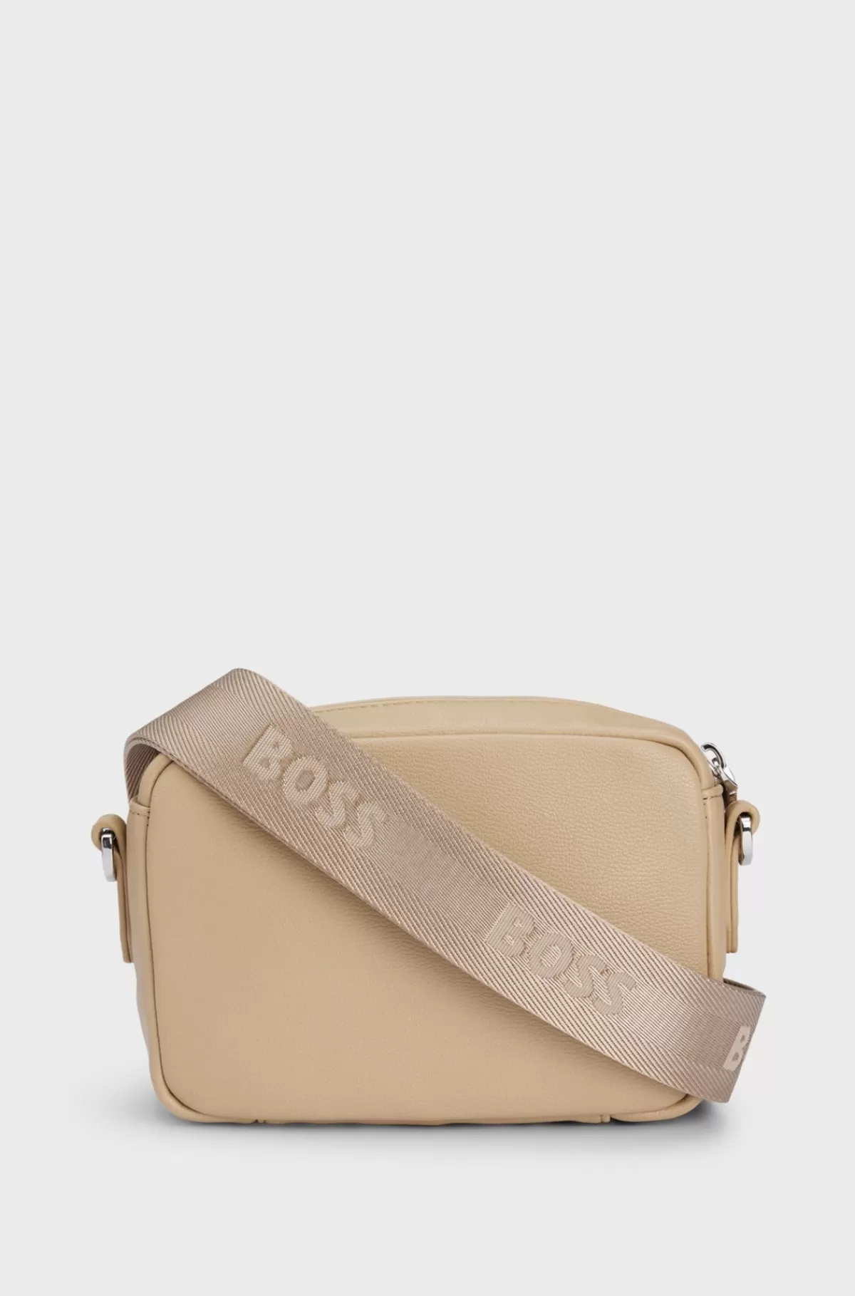 HUGO BOSS Crossbody-taske I Imiteret Læder Med Aftagelig Møntlomme Beige Discount