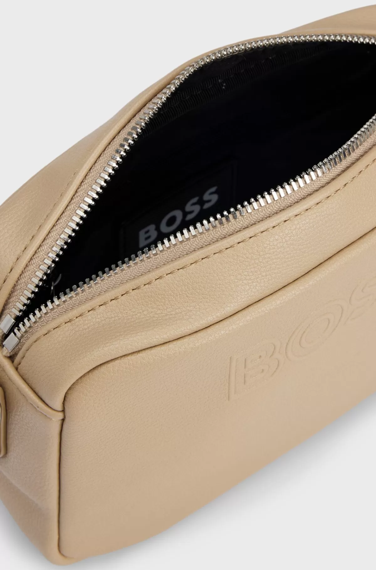 HUGO BOSS Crossbody-taske I Imiteret Læder Med Aftagelig Møntlomme Beige Discount