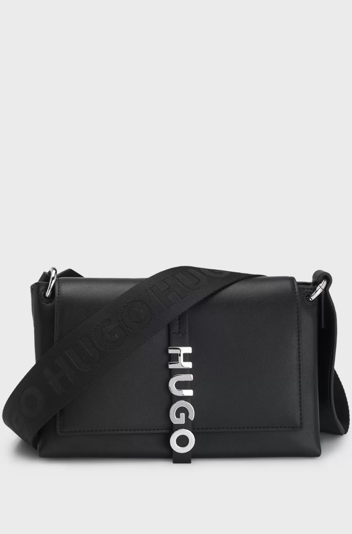 HUGO BOSS Crossbody-taske I Imiteret Læder Med Logodetalje På Lukningen Sort Online