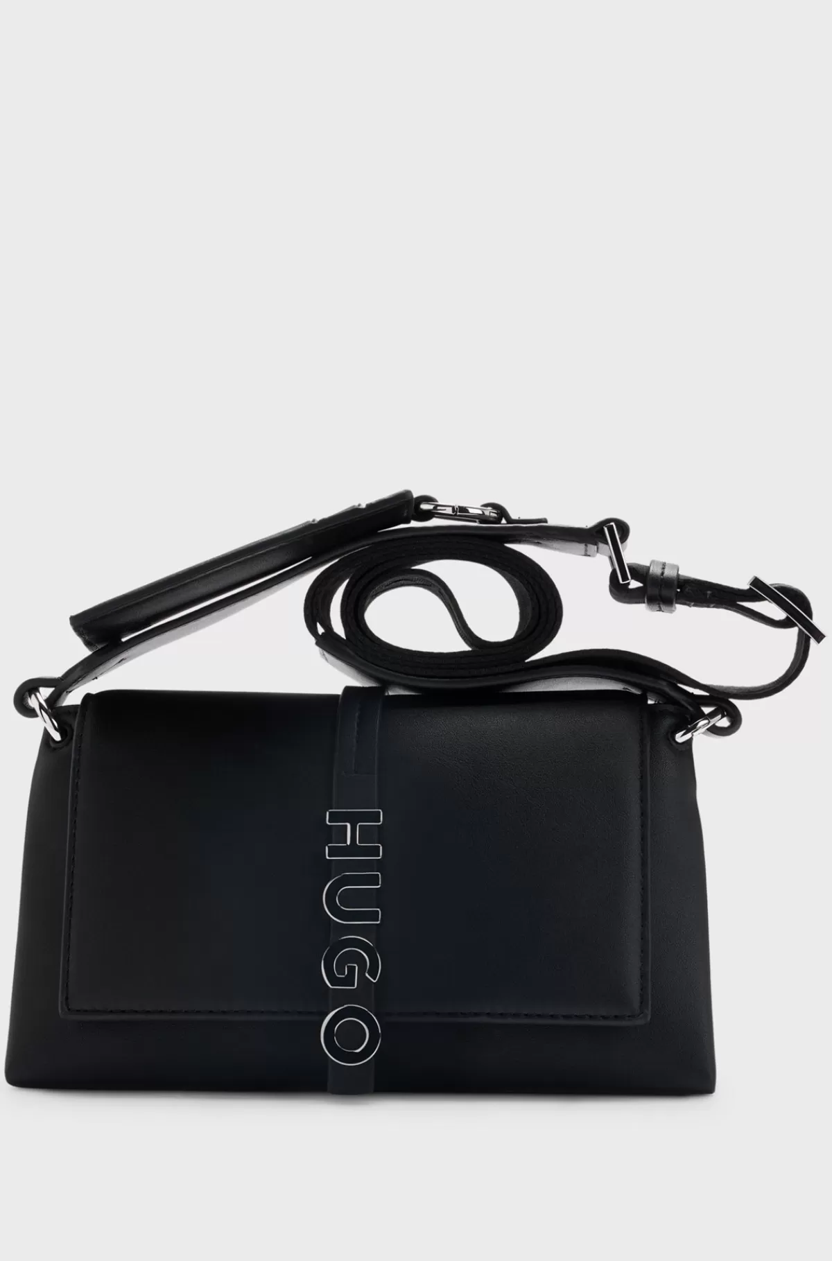 HUGO BOSS Crossbody-taske I Imiteret Læder Med Logodetaljer Sort Store