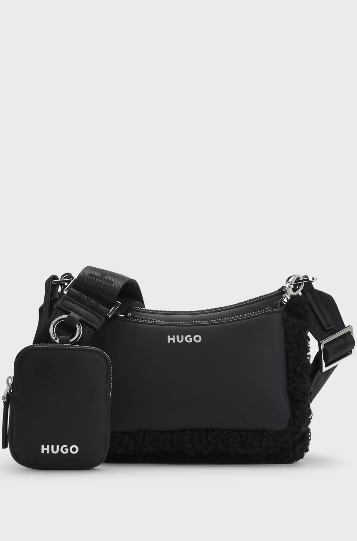 HUGO BOSS Crossbody-taske I Imiteret Læder Med Teddydetaljer Og Aftagelig Pung Sort Online
