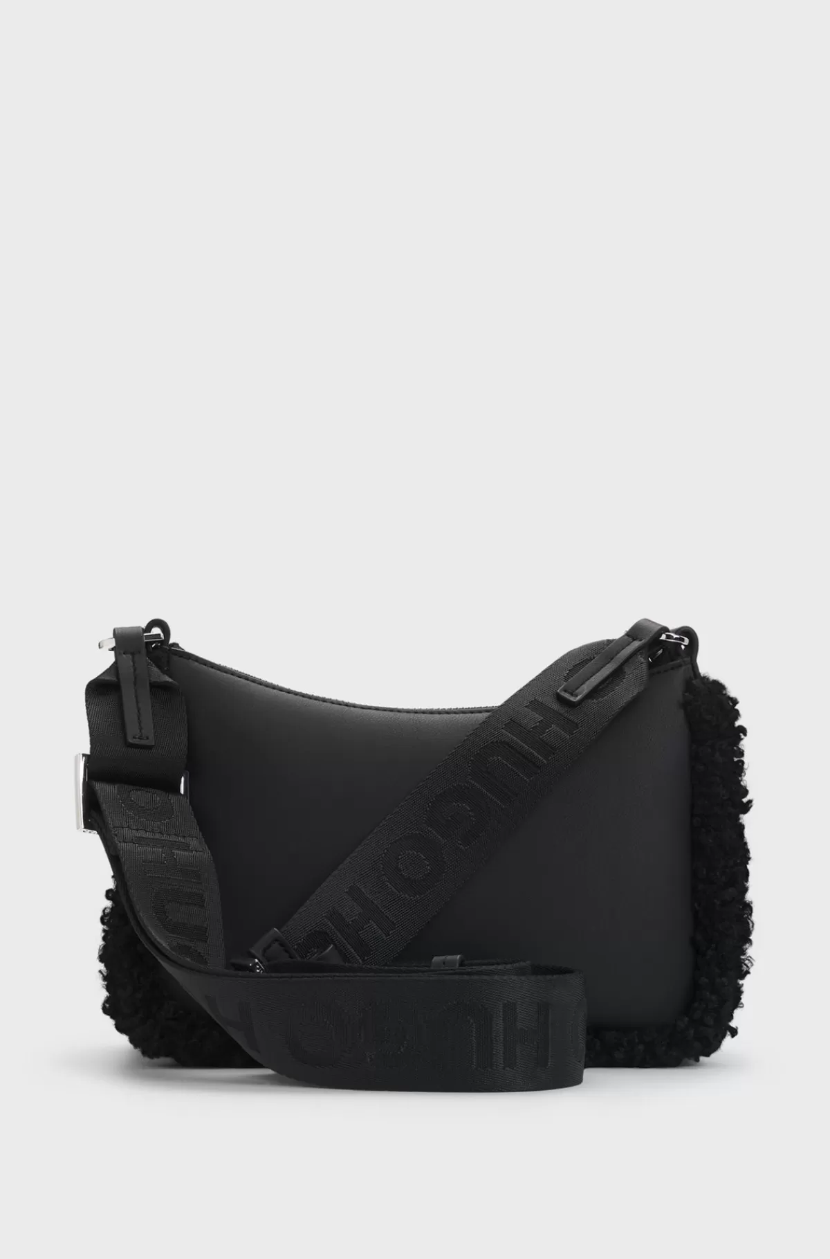 HUGO BOSS Crossbody-taske I Imiteret Læder Med Teddydetaljer Og Aftagelig Pung Sort Online