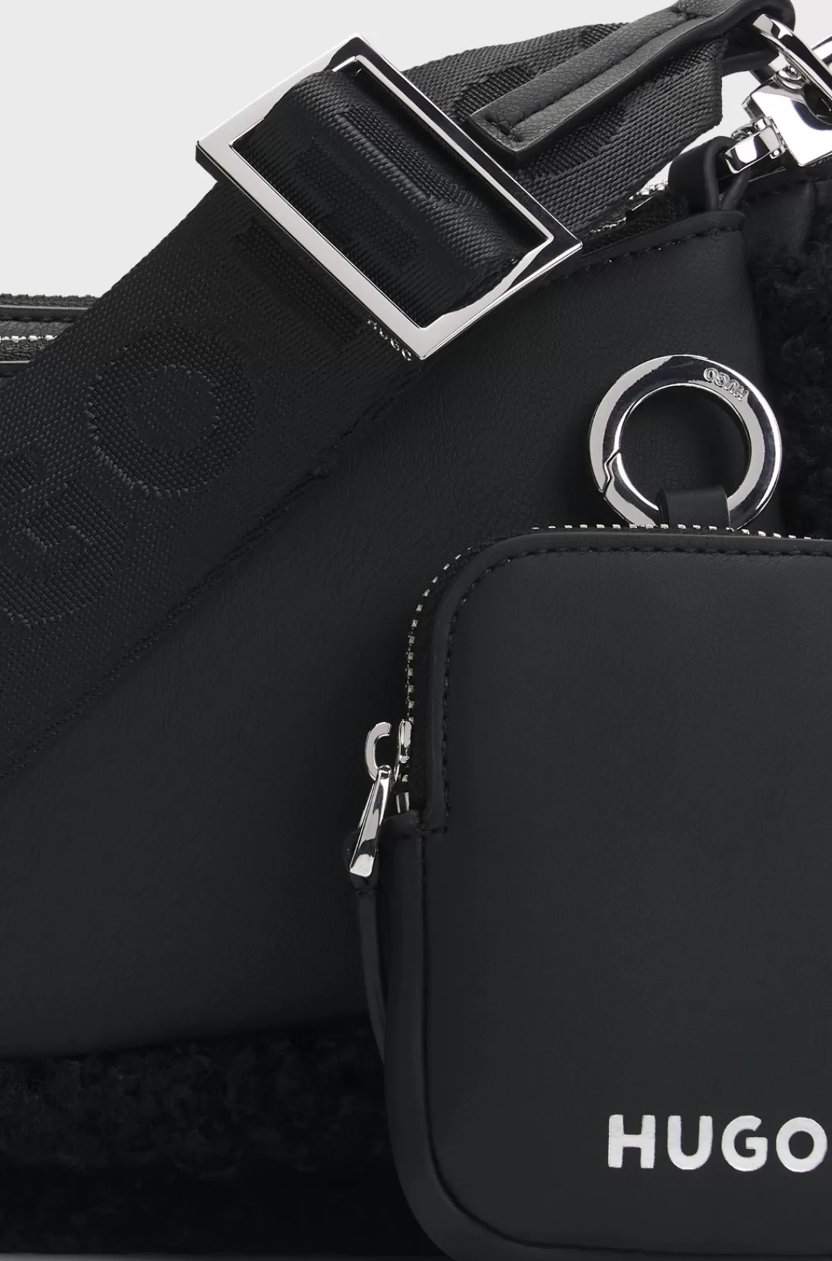 HUGO BOSS Crossbody-taske I Imiteret Læder Med Teddydetaljer Og Aftagelig Pung Sort Online