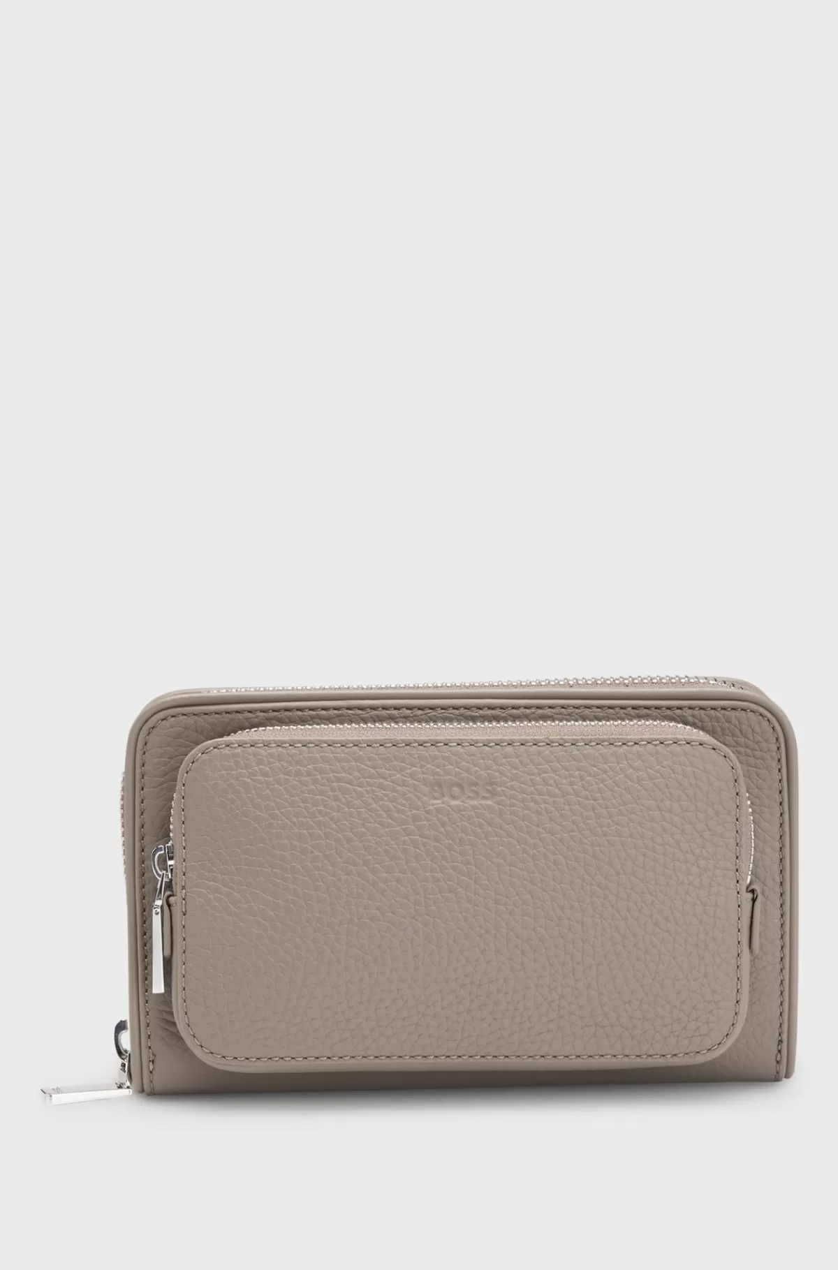 HUGO BOSS Crossbody-taske I Italiensk Læder Med Signaturdetaljer Beige Flash Sale