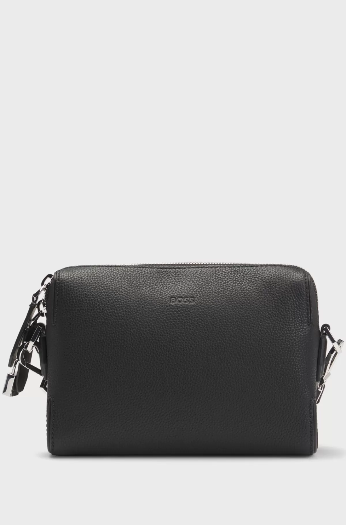 HUGO BOSS Crossbody-taske I Kornet Læder Med Aftagelig Hængelås Sort Best Sale