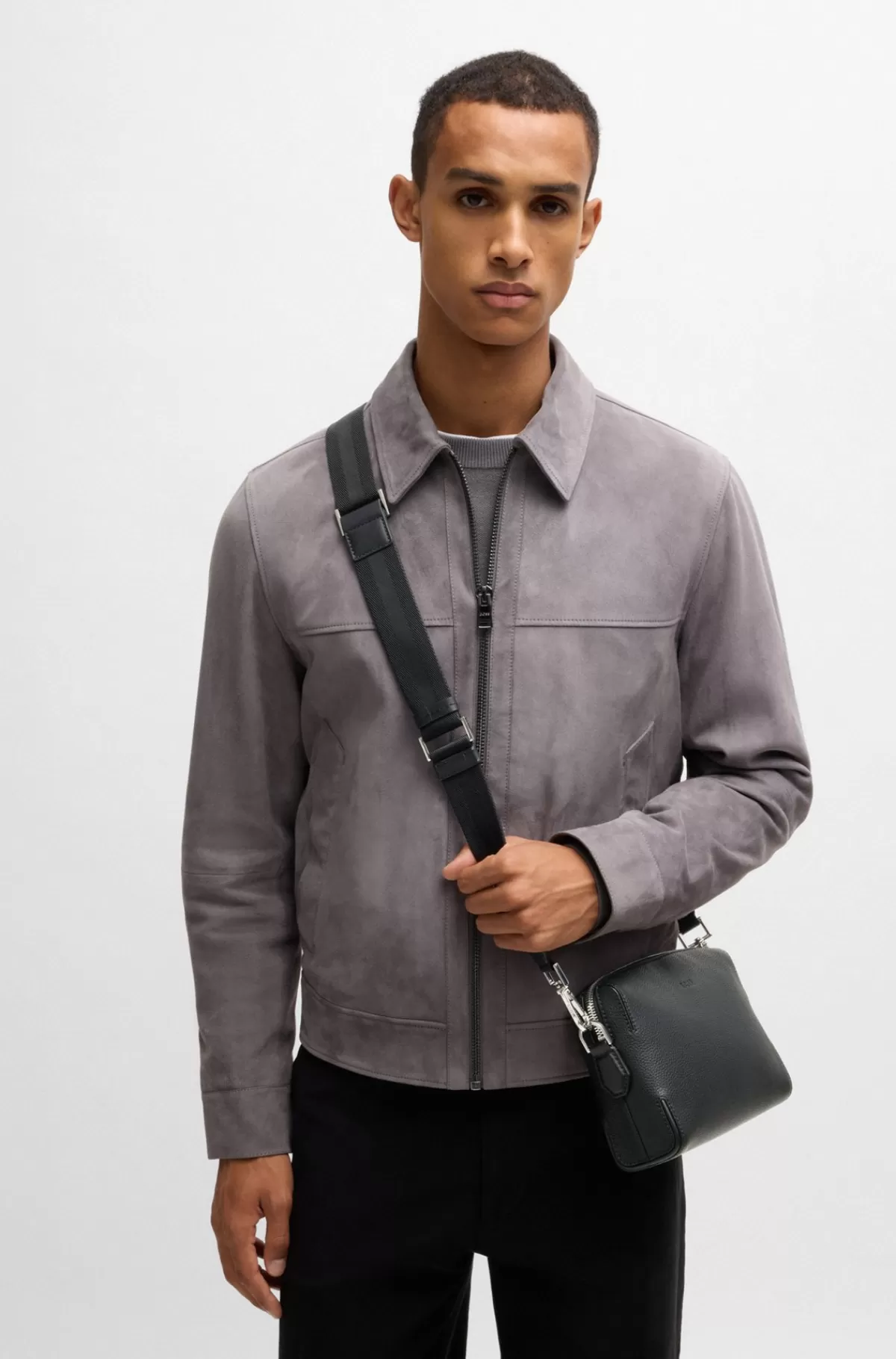 HUGO BOSS Crossbody-taske I Kornet Læder Med Aftagelig Hængelås Sort Best Sale