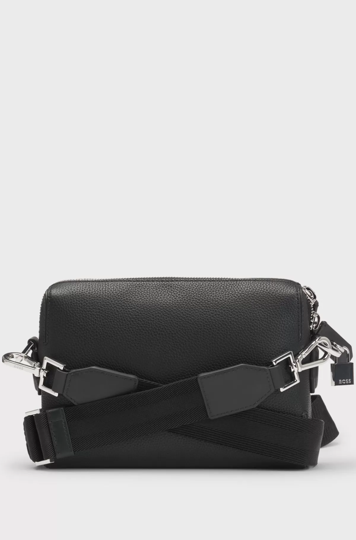 HUGO BOSS Crossbody-taske I Kornet Læder Med Aftagelig Hængelås Sort Best Sale