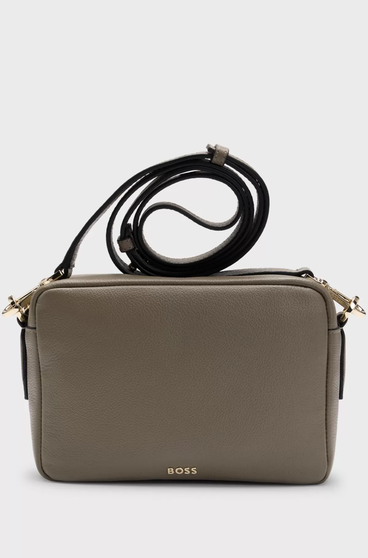 HUGO BOSS Crossbodytaske I Nopret Læder Med Logobogstaver Brun Outlet
