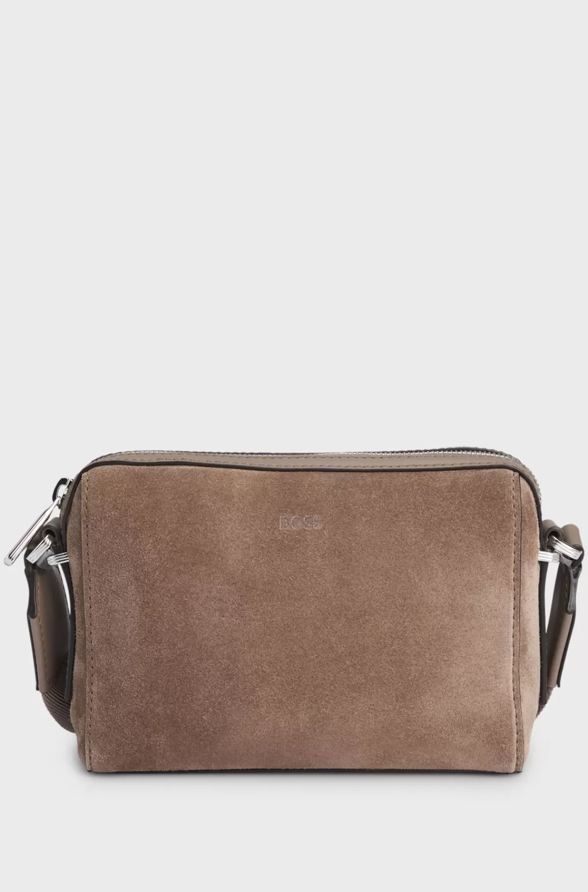 HUGO BOSS Crossbody-taske I Ruskind Med Logoprægning Beige Best