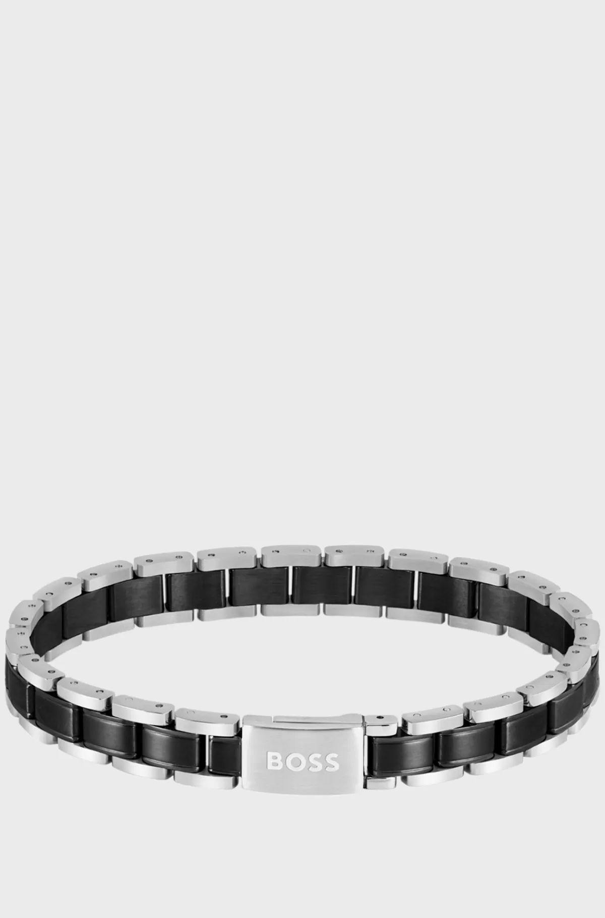 HUGO BOSS Cuff In Black-plated And Silver-tone Steel Sølv Shop