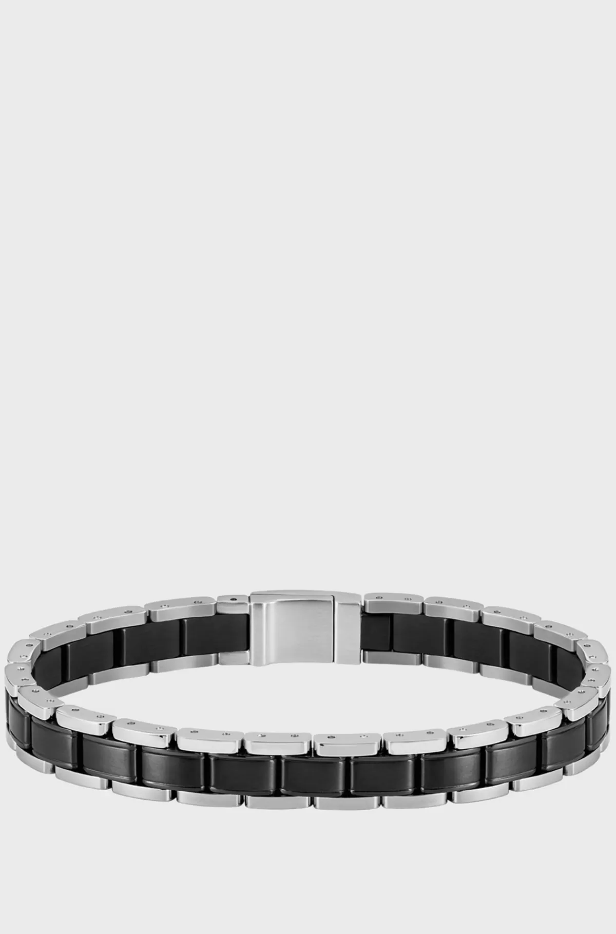 HUGO BOSS Cuff In Black-plated And Silver-tone Steel Sølv Shop