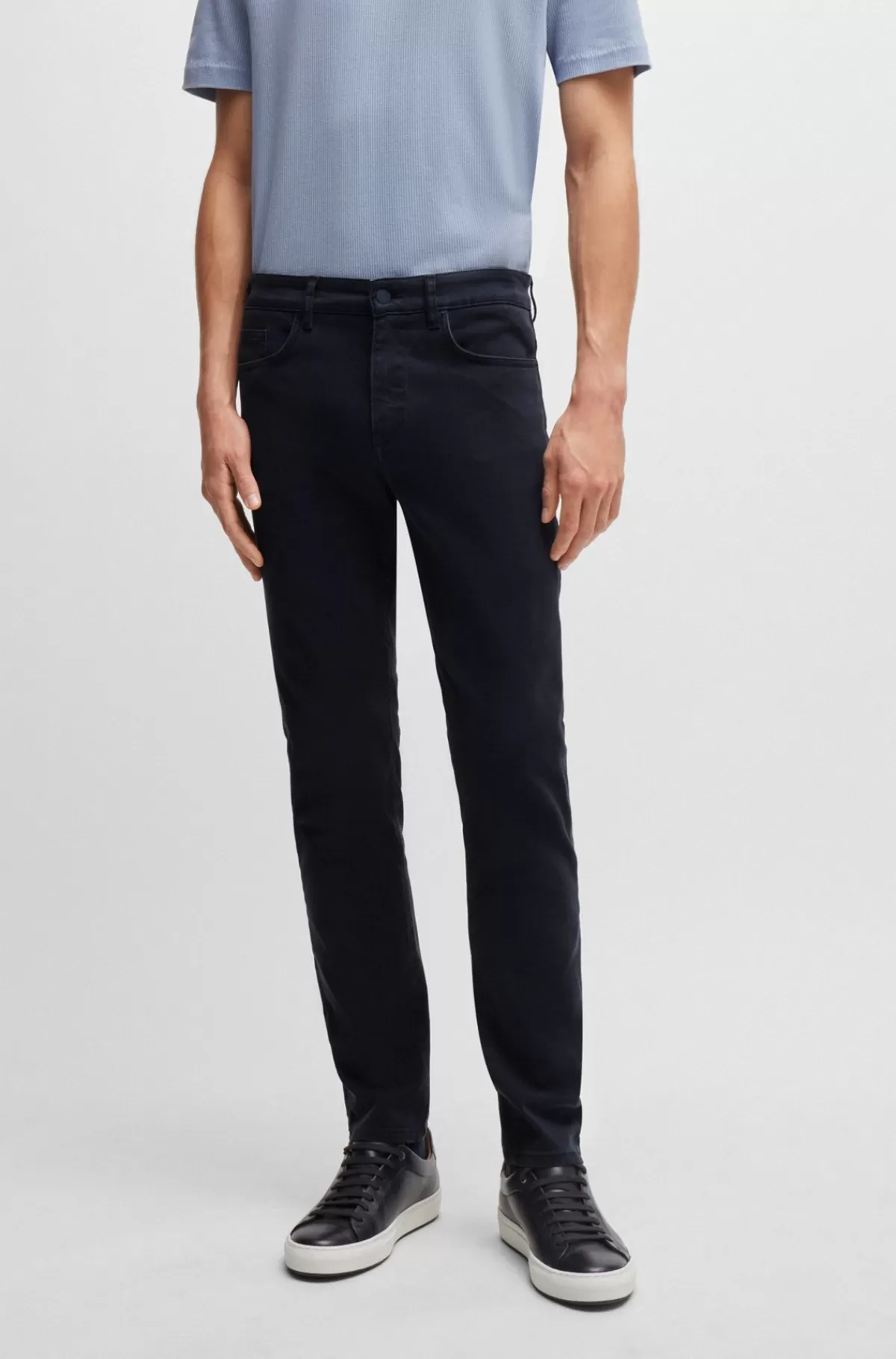 HUGO BOSS Delaware Jeans I Blød Denim Med Stræk Og Slim Fit Mørkeblå Cheap