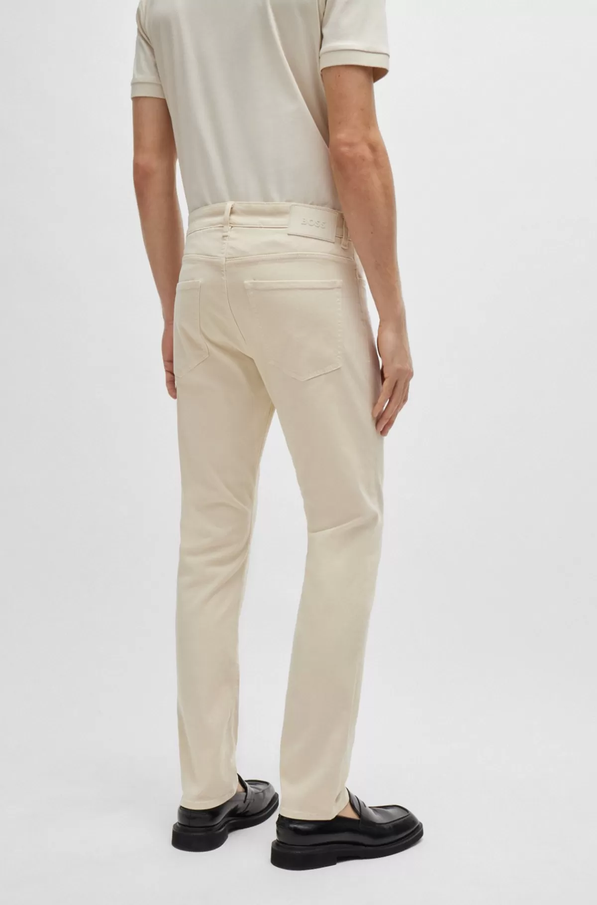 HUGO BOSS Delaware Jeans I Blød Denim Med Stræk Og Slim Fit Naturlig Clearance