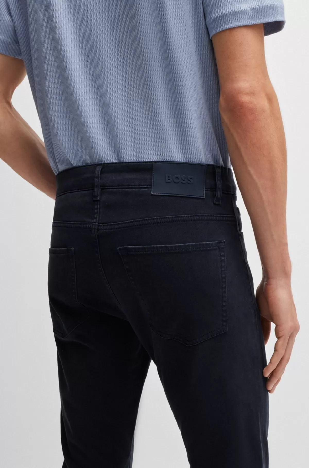 HUGO BOSS Delaware Jeans I Blød Denim Med Stræk Og Slim Fit Mørkeblå Cheap