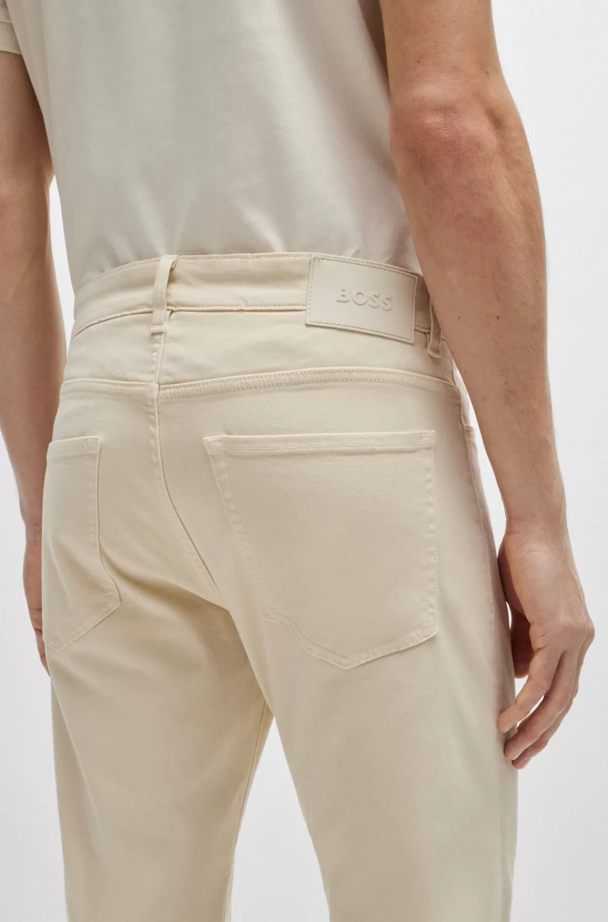 HUGO BOSS Delaware Jeans I Blød Denim Med Stræk Og Slim Fit Naturlig Clearance